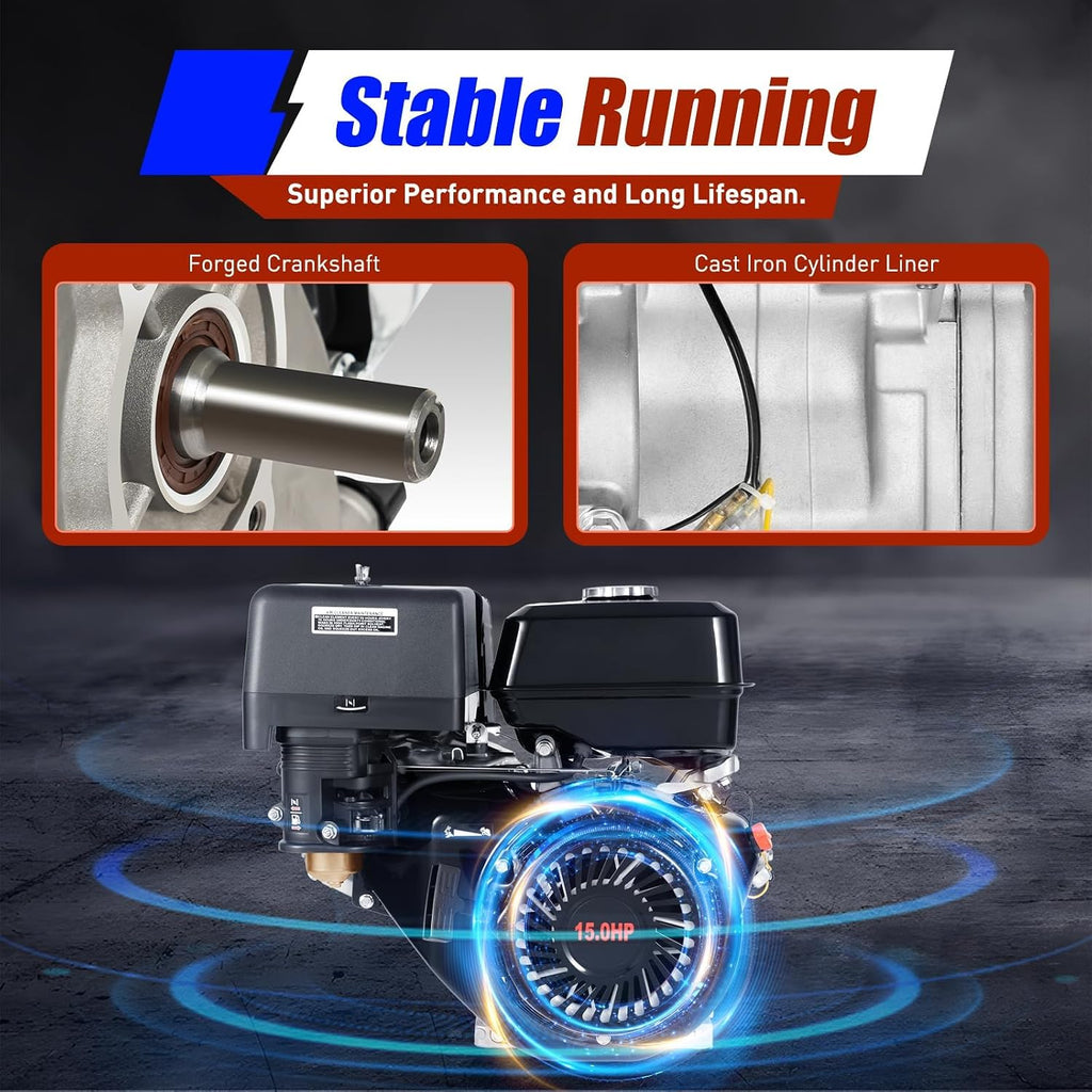 15HP 4 Stroke Gasoline Engine 420CC Inclined Engine Motor OHV Recoil/Manually Starting The Engine Motor Go Kart Gas Engine Log Splitter Microtillers