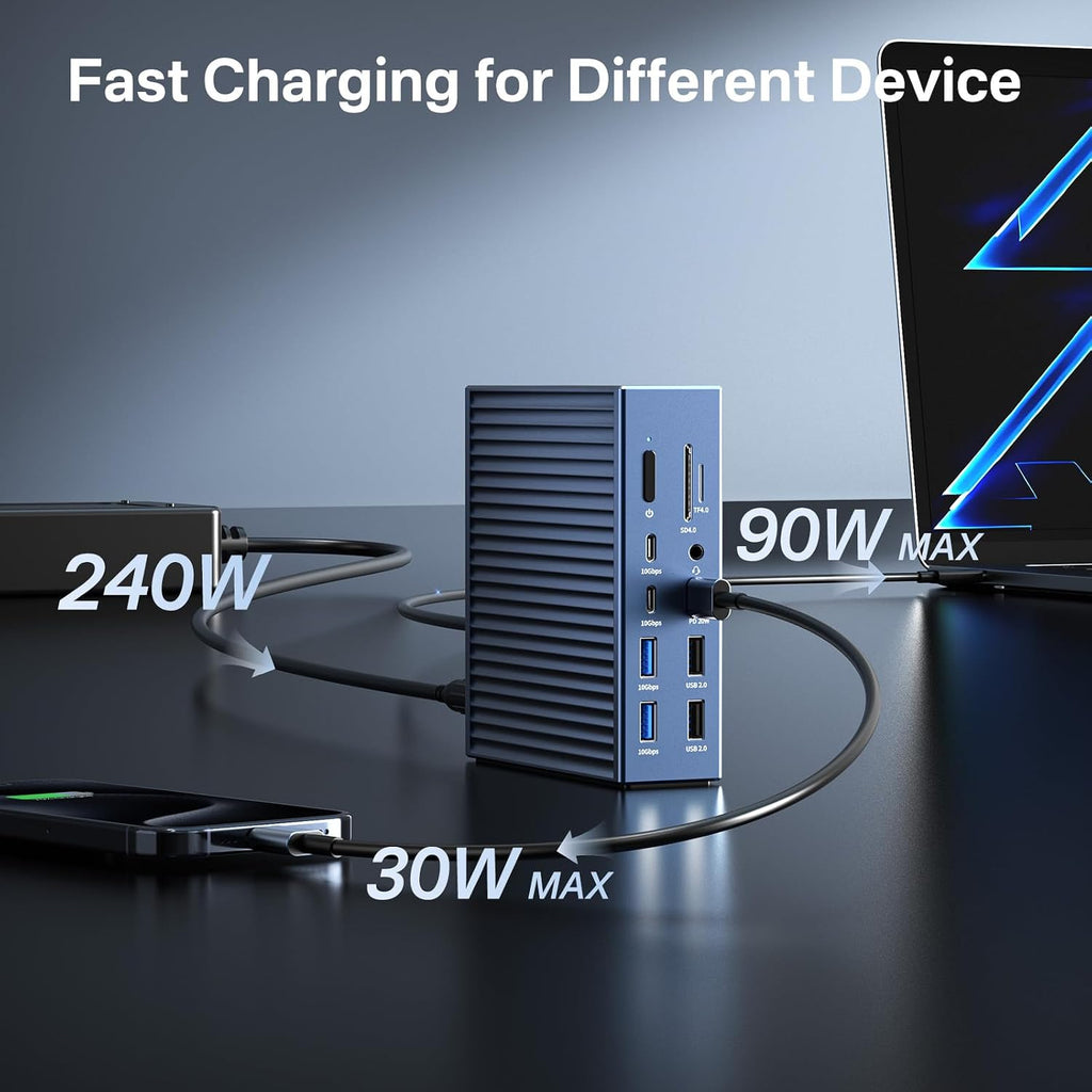 ACASIS Thunderbolt 4 Dock 21-IN-140gbps for MacBook Pro Docking Station Dual Monitor, 8K60Hz HDMI 2.5 GbE Ethernet SD/TF 4.010Gbps 7*USB C/A, 3.5mm Audio, 40Gbps Dock for Mac/Dell/HP/Lenovo/ThinkPad