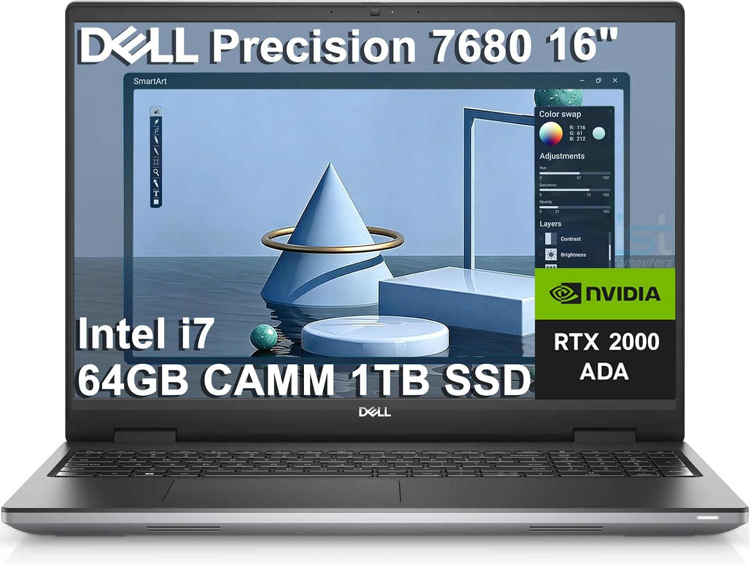 Dell Precision 7000 7680 Mobile Workstation Laptop (NVIDIA RTX 2000 Ada 8GB, 16' FHD+, Intel Core i7-13850HX (> Ultra 9-185H), 64GB LPCAMM2 DDR5, 1TB SSD) Pro Max for Designer, Engineer, Win 11 Pro