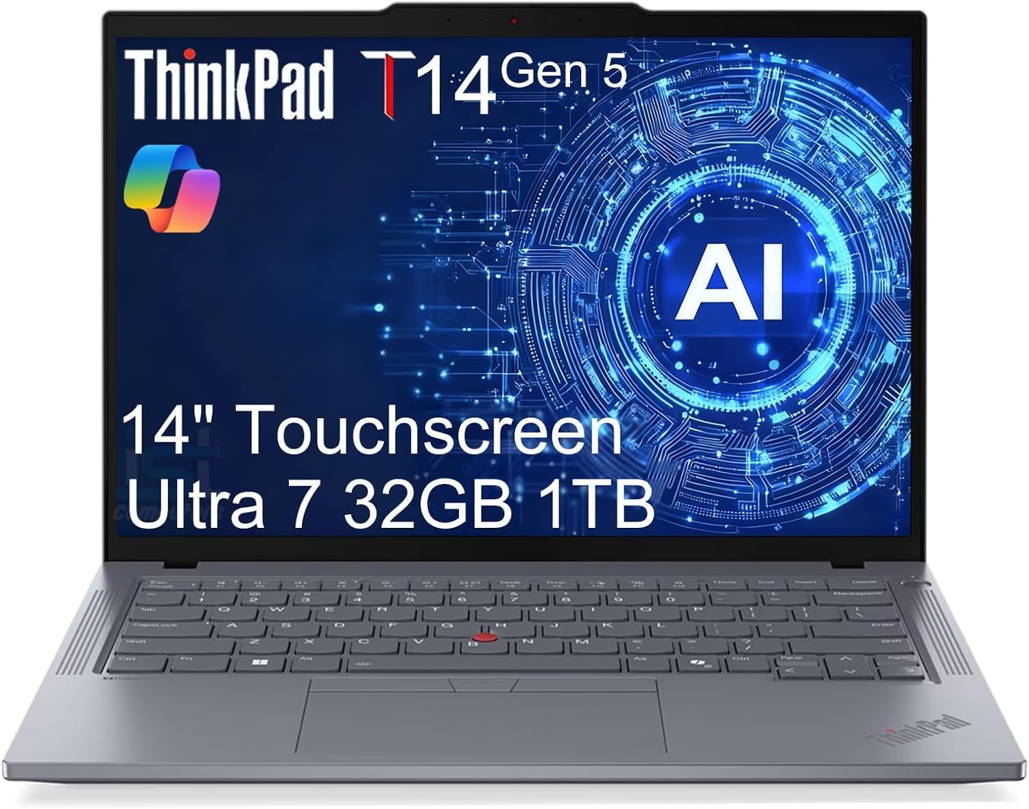 Lenovo ThinkPad T14 Gen 5 Business AI PC Laptop (14' FHD+ Touchscreen, Intel 12-Core Ultra 7 155U (> i7-1355U), 32GB DDR5, 1TB SSD), 5MP IR Webcam, 2x Thunderbolt 4, Fingerprint, Backlit, Win 11 Pro