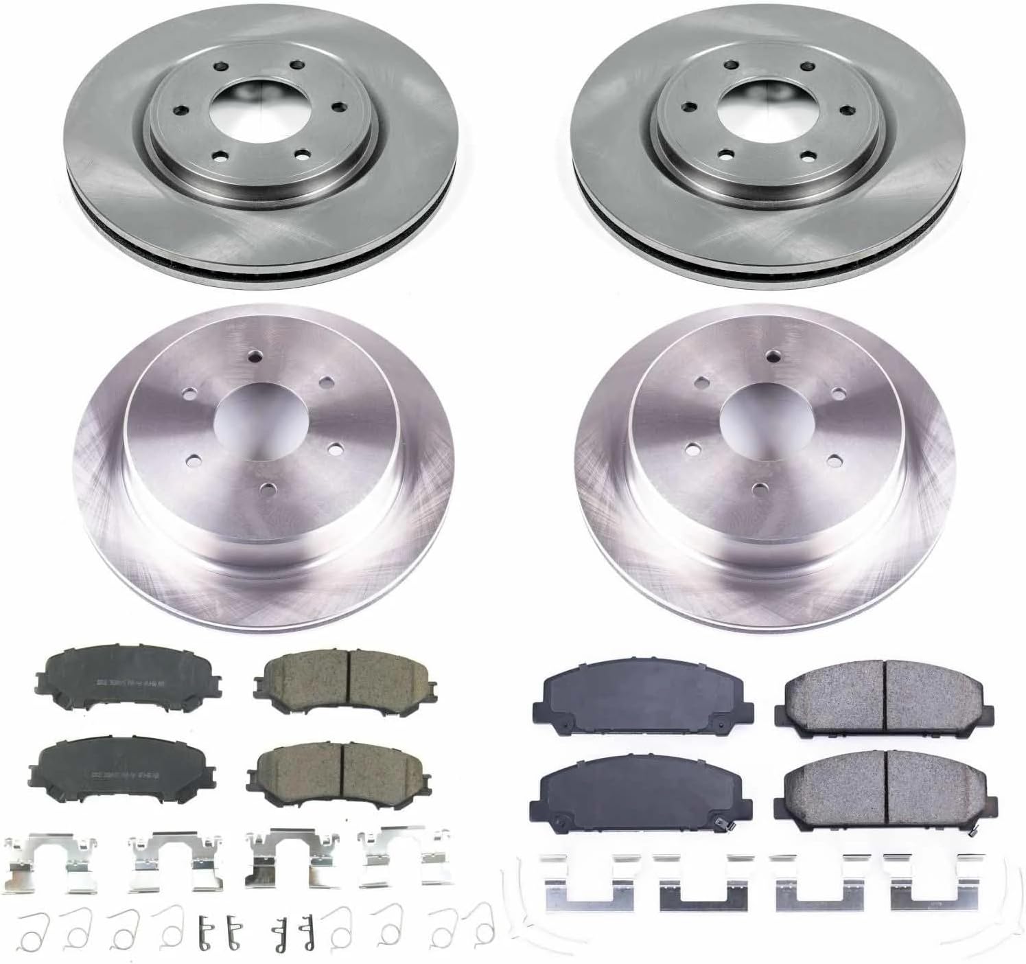 PowerStop Front and Rear Brake Kit for Nissan TITAN 2017-24 - Z17 Ceramic Brake Pads & Disc Rotors Replacement, KOE7866
