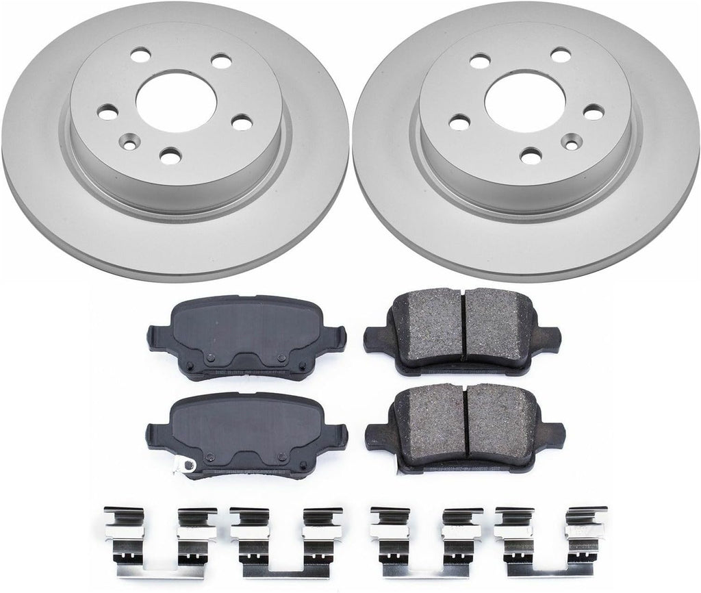 PowerStop Rear Brake Kit for Chevrolet Cruze 2016 - Fully-Coated Disc Rotors with Z17 Ceramic Brake Pads Replacement, CRK7896