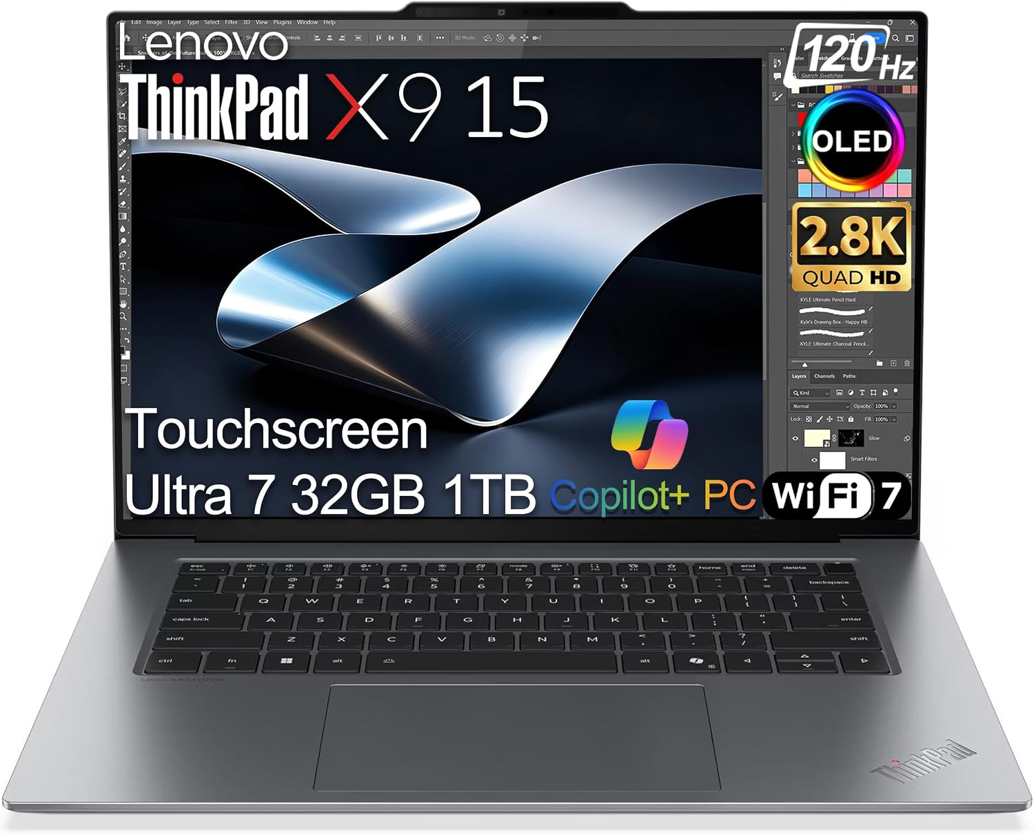 Lenovo ThinkPad X9 15 Aura Edition Business AI Laptop (15.3' 2.8K OLED Touchscreen, Intel Core Ultra 7 258V, 32GB DDR5, 1TB SSD), Ultrathin, Copilot+ PC, Backlit, Win 11 Pro, Grey (Next Gen X1 carbon)