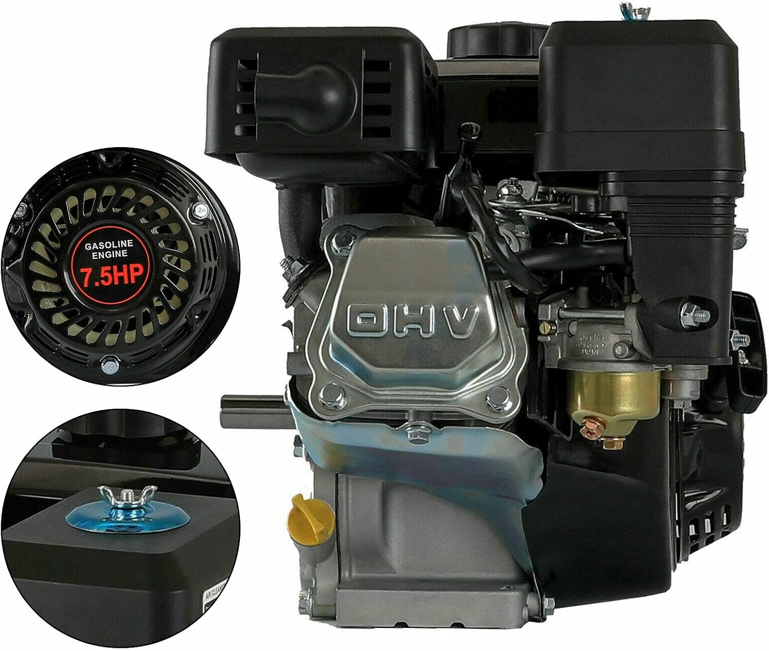 4-Stroke Gas Engine Motor GX160 Motor Replacement 7.5HP 210CC Pull Start Air Cooled Single Cylinder Gas Engine Suitable for Honda GX160 Ideal for Compressor Lawnmower Pump Generator Go Kart Engine