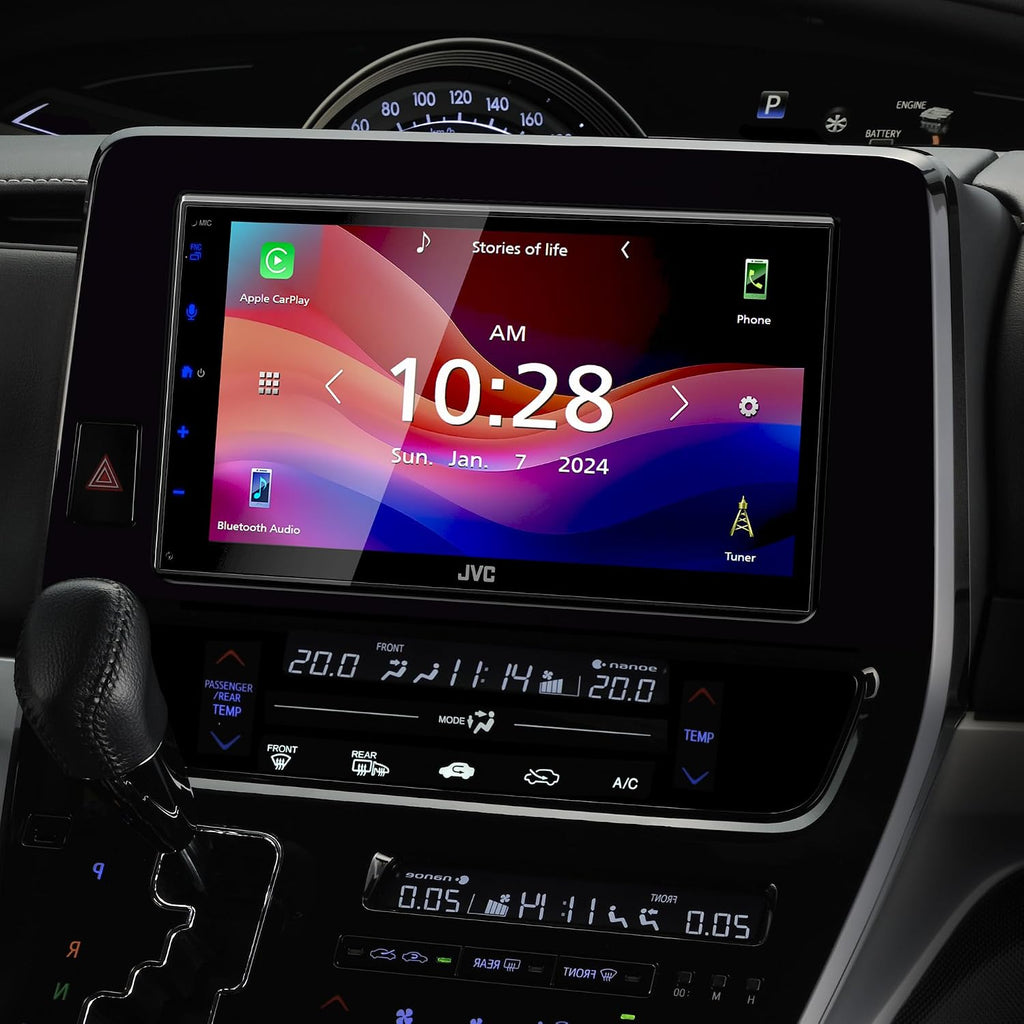 JVC KW-M590BT Single Din/Double Din Car Stereo (50W x 4-Ch), L-Shaped Chassis Fits Most Cars, Large 6.8' Hi-Res Touchscreen, AM/FM, Apple CarPlay, Android Auto, Rear Camera Input, USB 2.1 Fast Charge