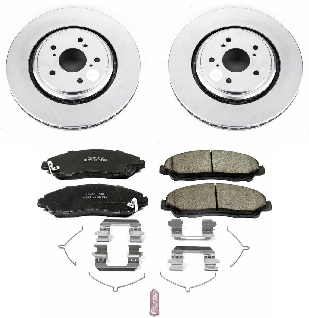 PowerStop Front Brake Kit for Acura MDX 2014-16 - Fully-Coated Disc Rotors with Z17 Ceramic Brake Pads Replacement, CRK6957