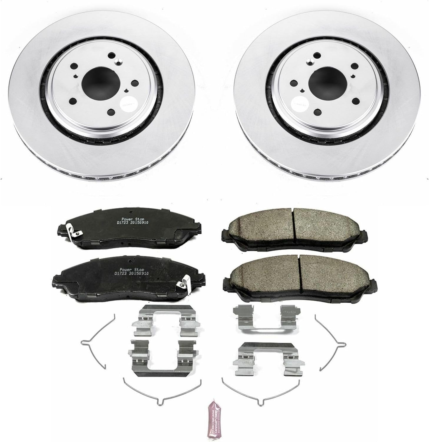 PowerStop Front Brake Kit for Acura MDX 2014-16 - Fully-Coated Disc Rotors with Z17 Ceramic Brake Pads Replacement, CRK6957