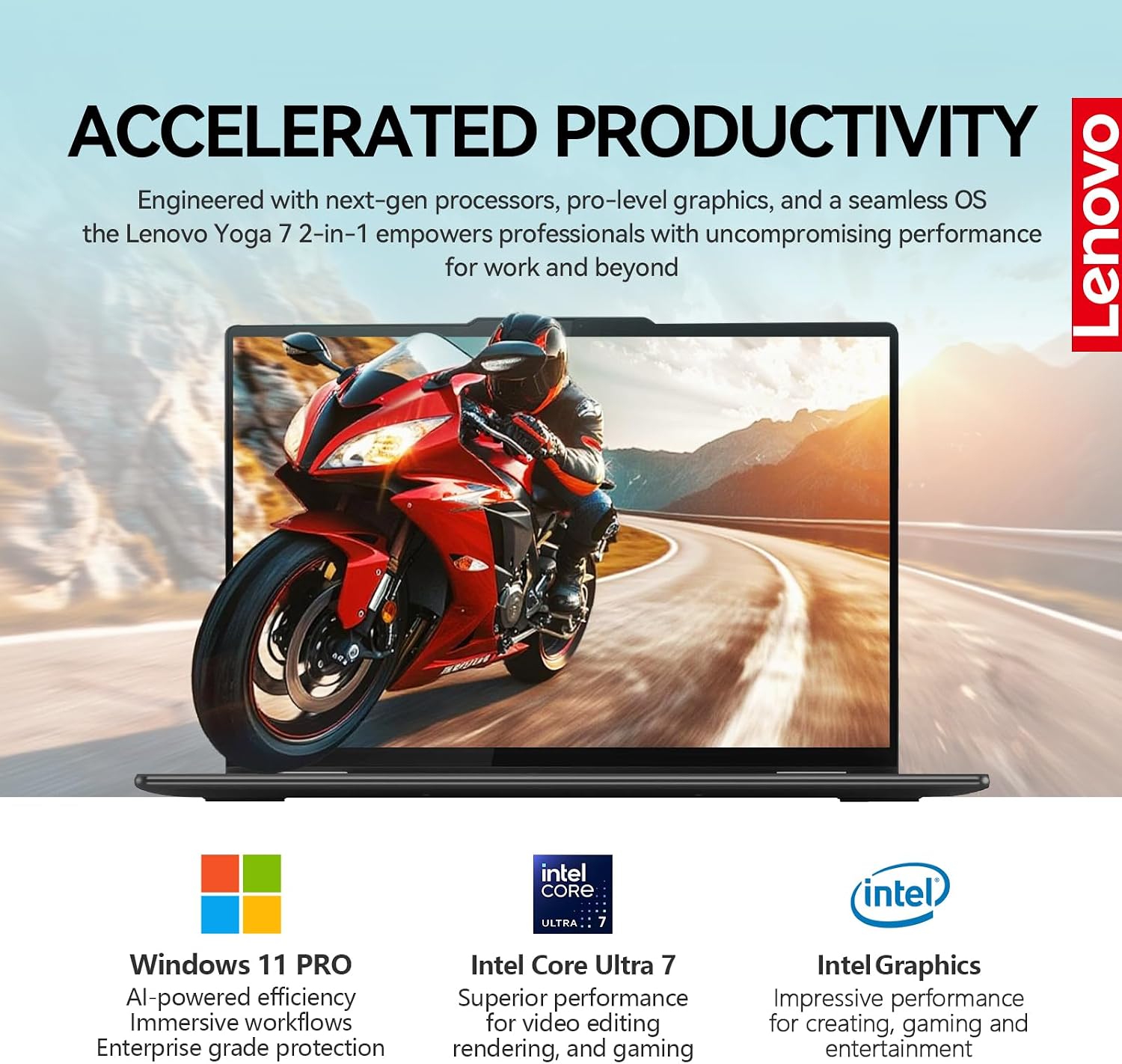 Lenovo Yoga 7 2 in 1 Laptop Touchscreen|16' FHD+ 360 Foldable Touch Screen Convertible,Intel 12-Core Ultra 7, Windows 11 Pro|Backlit 10-Key|Fingerprint|16GB DDR5 RAM 1TB SSD