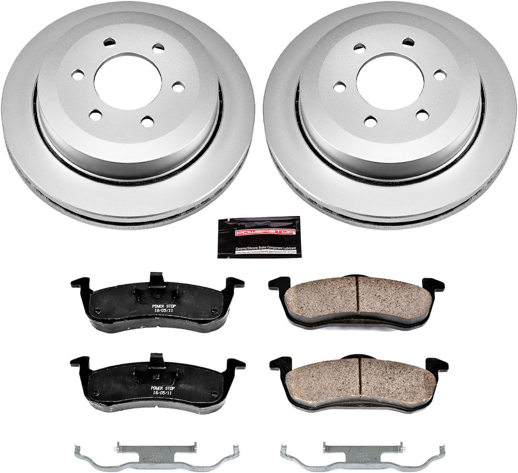 PowerStop Rear Brake Kit for Ford Expedition 2007-17 | Lincoln Navigator 2007-17 - Fully-Coated Disc Rotors with Z17 Ceramic Brake Pads Replacement, CRK4683