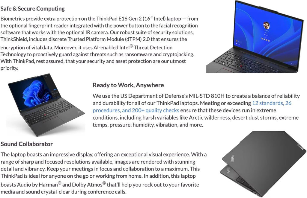 Lenovo ThinkPad E16 Gen 2 AI Business Laptop 16.0' IPS FHD Display (Intel Core Ultra 7 155U (Beats i7-1365u), 64GB DDR5, 1TB SSD, Backlit KB, Fingerprint, Thunderbolt 4, Win11P) w/DKZ Hub