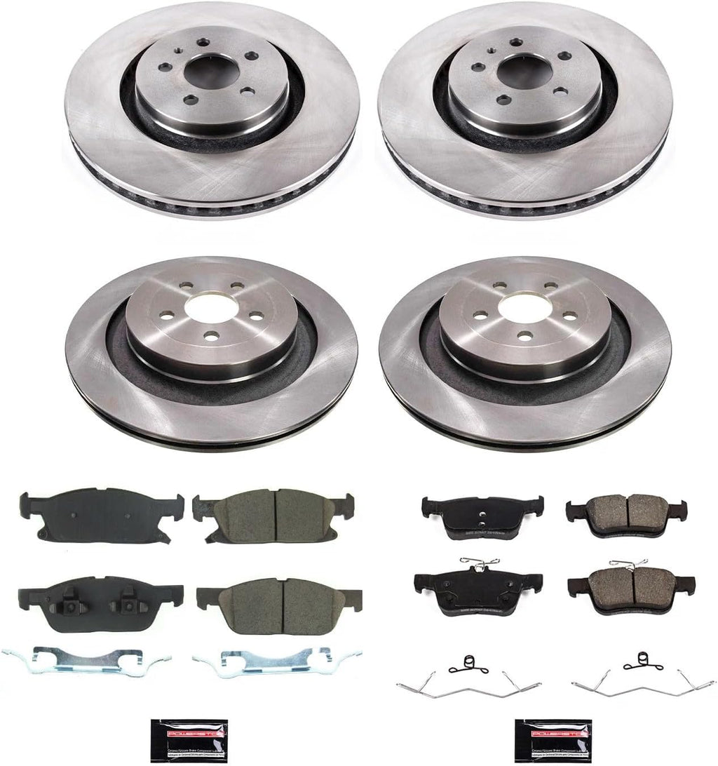 PowerStop Front and Rear Brake Kit for Ford Edge 2019-21 | Lincoln Nautilus 2019-21 - Z17 Ceramic Brake Pads & Disc Rotors Replacement, KOE8535