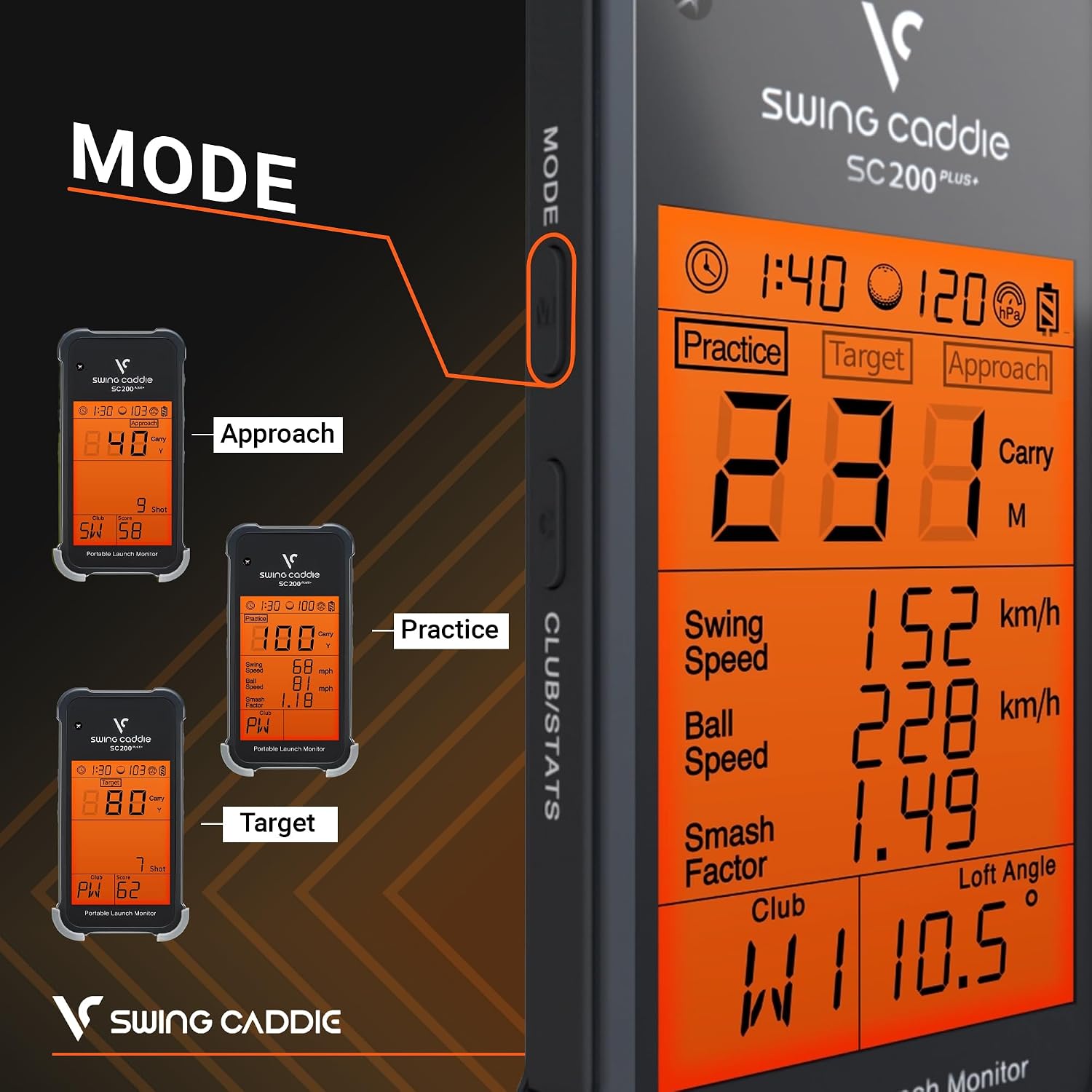 Voice Caddie Portable Golf Launch Monitor and Swing Analyzer with Real-Time Shot Data Tracking | Ideal Golf Swing Trainer/Training Equipment for Indoor & Outdoor | Up to 20 Hours Battery Life