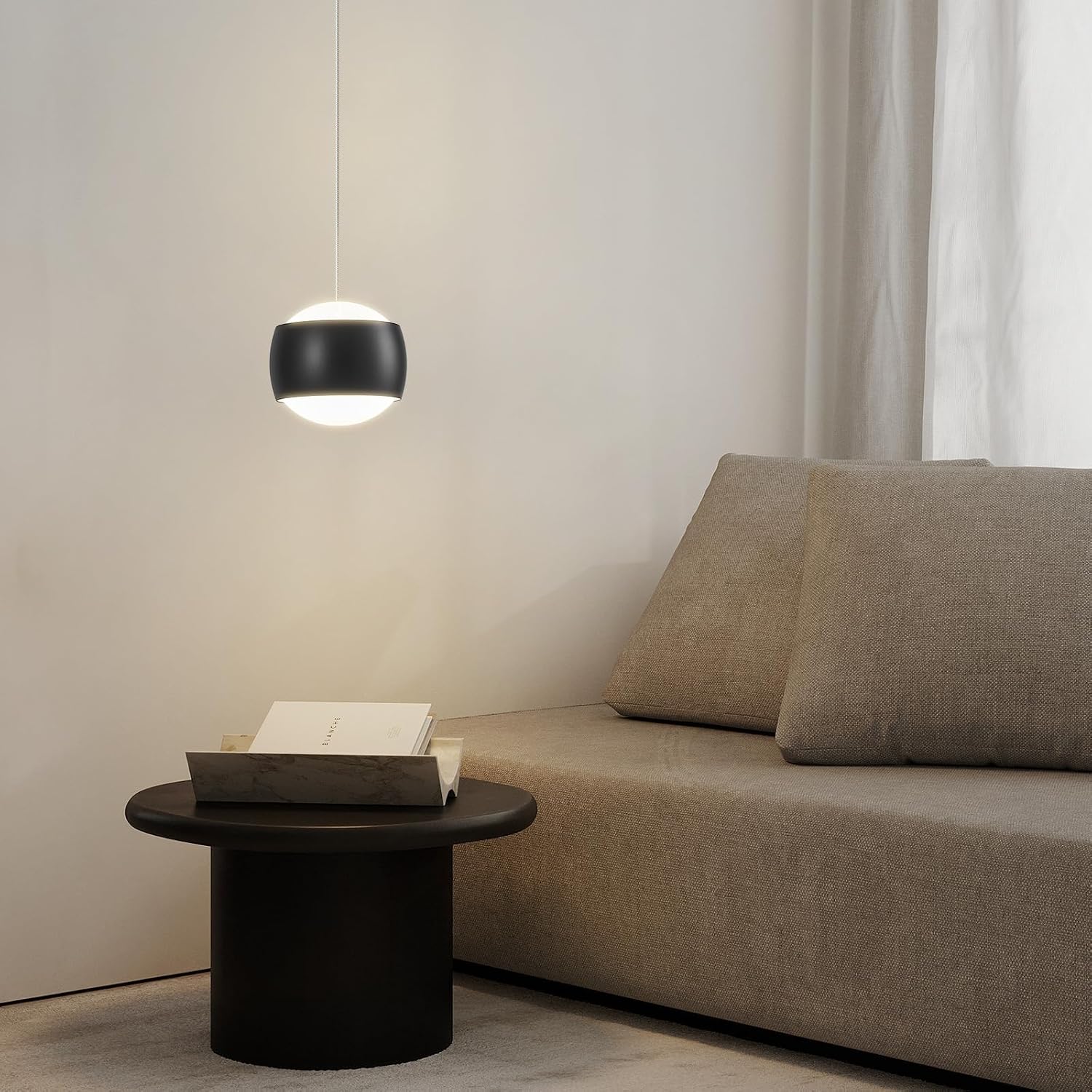 Modern Black LED Dimmable Pendant Light fixtures,6″ Island Pendant Lighting for Kitchen Island Dinning Room,Bedroom,Bar, Kitchen Island Ceiling Hanging Light Fixtures(black-1-Pack)