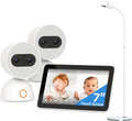Bundle of Simsky Split Screen Video Baby Monitor with 2 Cameras + Baby Monitor Floor Stand Holder, 7' HD Large Touch Screen WiFi/No WiFi Smart Video Monitor, 6X Optical Quality Zoom, App Remote Access