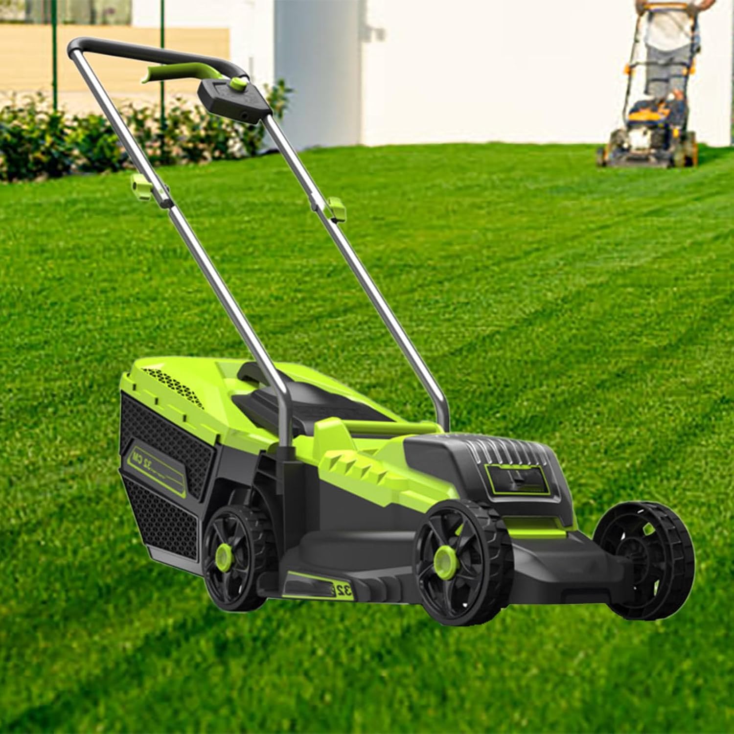 40V 33 cm(13 in) Cordless Electric Push Lawn Mower, with 3-Position Height Adjustment, Compact and Lightweight Battery Powered Lawn Mower (2 * 4AH Batteries & Charger Included)