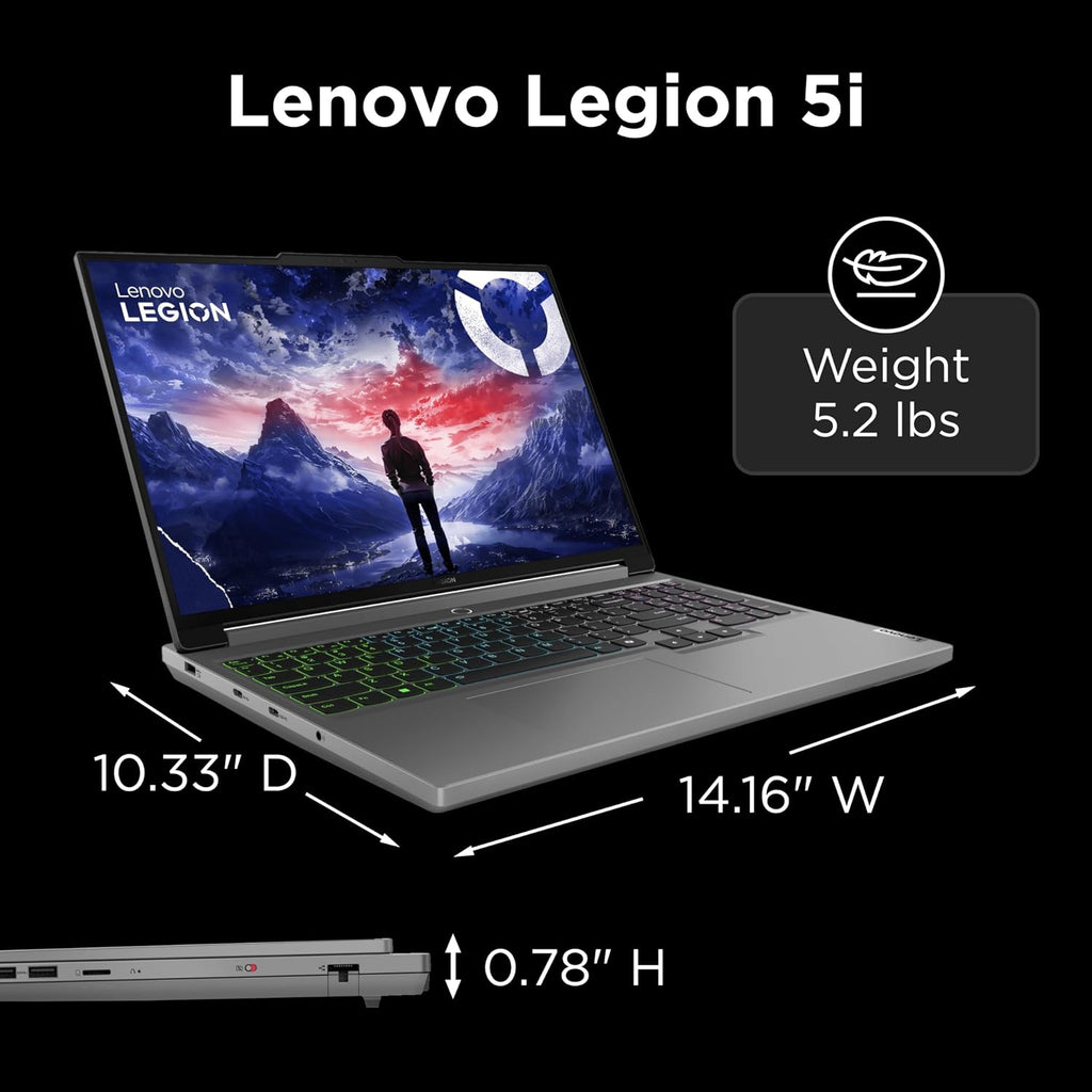 Lenovo Legion 5i Gaming Laptop, NVIDIA RTX 4060, Intel Core i9-14900HX Up to 5.8GHz, 16' WQXGA 165Hz, 32 GB DDR5, 2 TB SSD, Wi-Fi 6E, Windows 11 Pro, Microsoft Office Lifetime License, w/Accessories