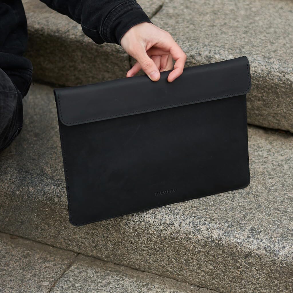Black Leather Laptop Case Made for 15in MacBook Air Sleeve - Carrying Protective Sleeves Compatible with MacBook Air 15' M2 M3 M4 A2941 А3114 A3241 2022 2023 2024 2025, Genuine Vintage Leather, Black