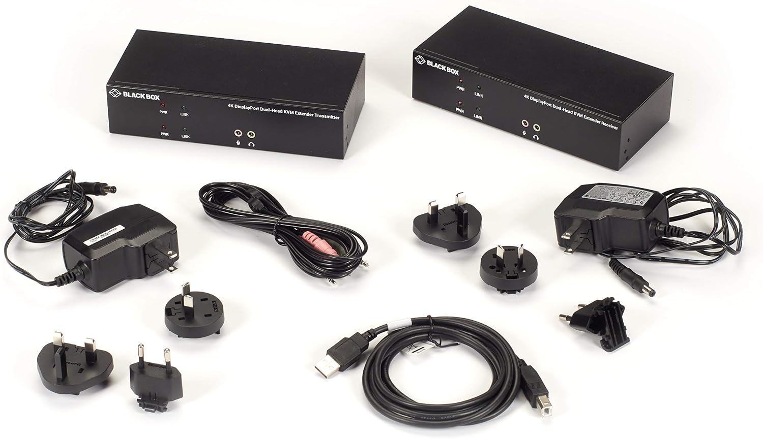Black Box KVM Extender over CATx - 4K, Dual-Head, DisplayPort, USB 2.0