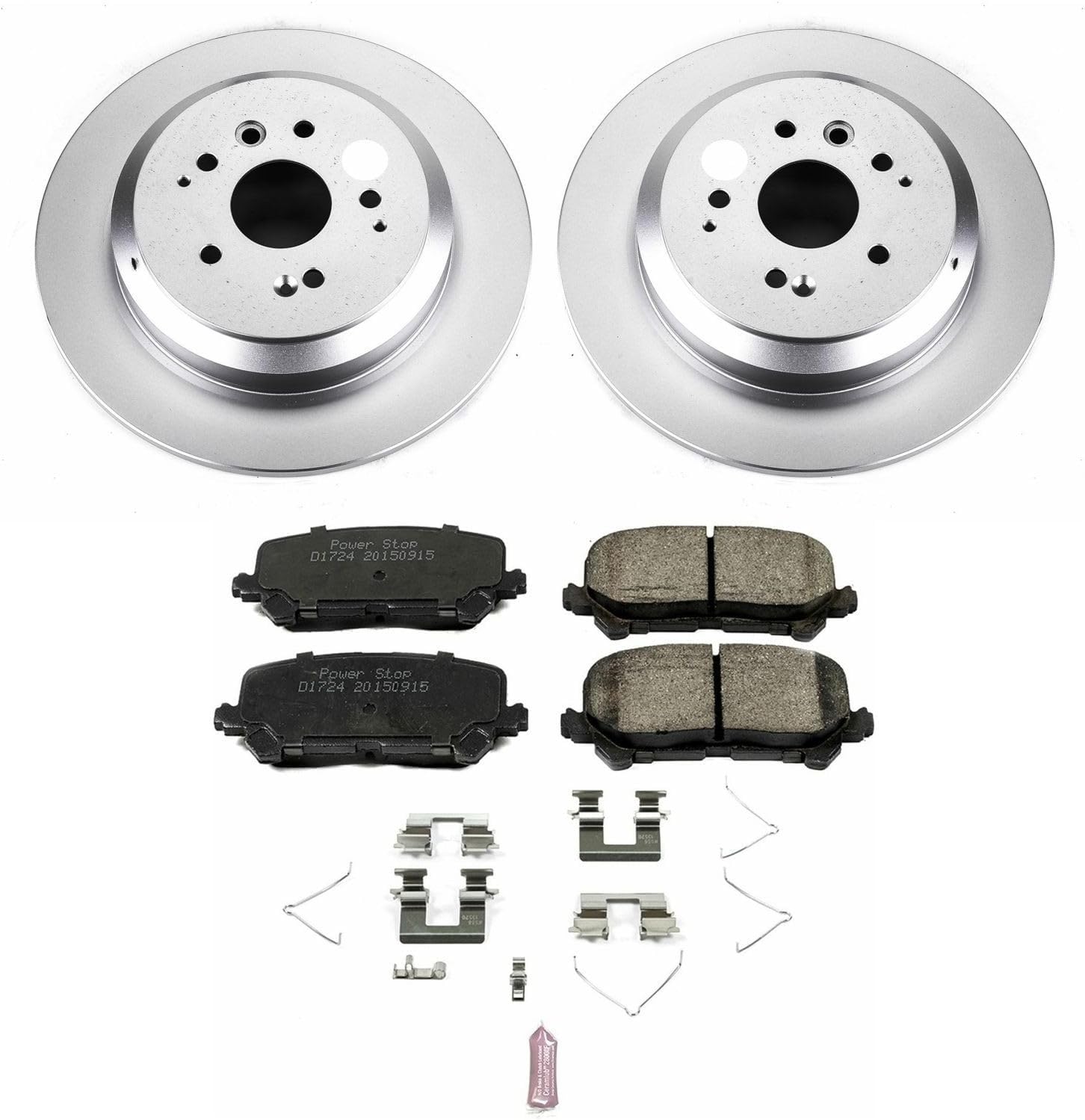 PowerStop Rear Brake Kit for Acura MDX 2014-16 - Fully-Coated Disc Rotors with Z17 Ceramic Brake Pads Replacement, CRK6953