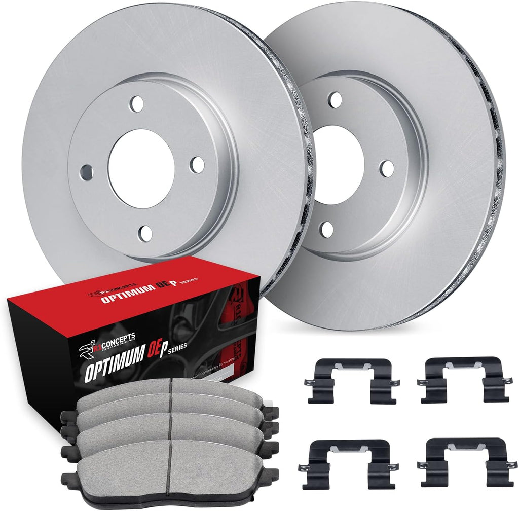 R1 Concepts Front Brake Kit Fits 2011-2019 Ford Fiesta| Optimum Oep Pads, Blank Rotors| Hardware| 10.2' Front