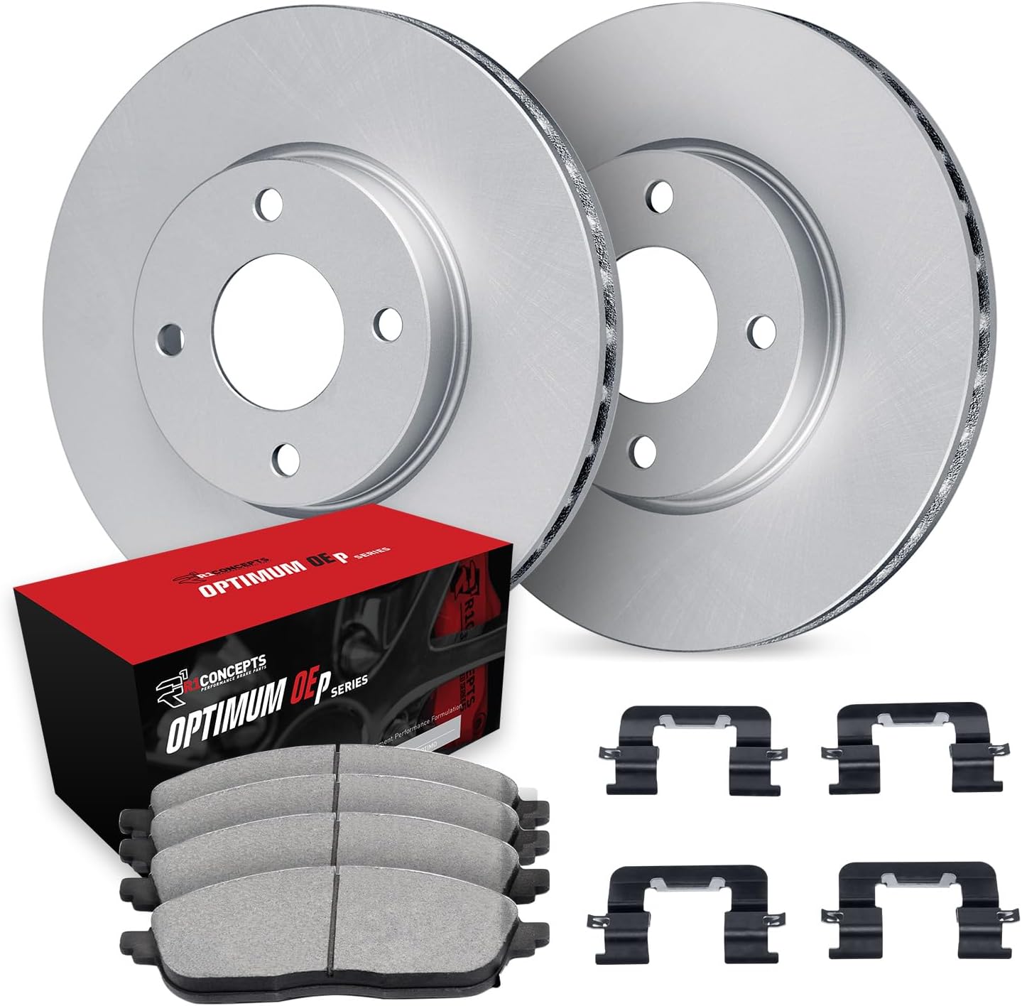 R1 Concepts Front Brake Kit Fits 2011-2019 Ford Fiesta| Optimum Oep Pads, Blank Rotors| Hardware| 10.2' Front
