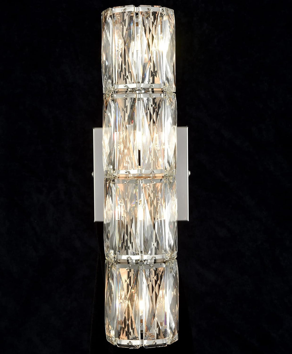SAMTEEN Chrome Crystal Wall Sconce Modern 4-Light Crystal Sconces Wall Lighting Tube Shape Glass Wall Light Fixture for Bedroom Living Room Hallway Kitchen Bathroom Vanity Light