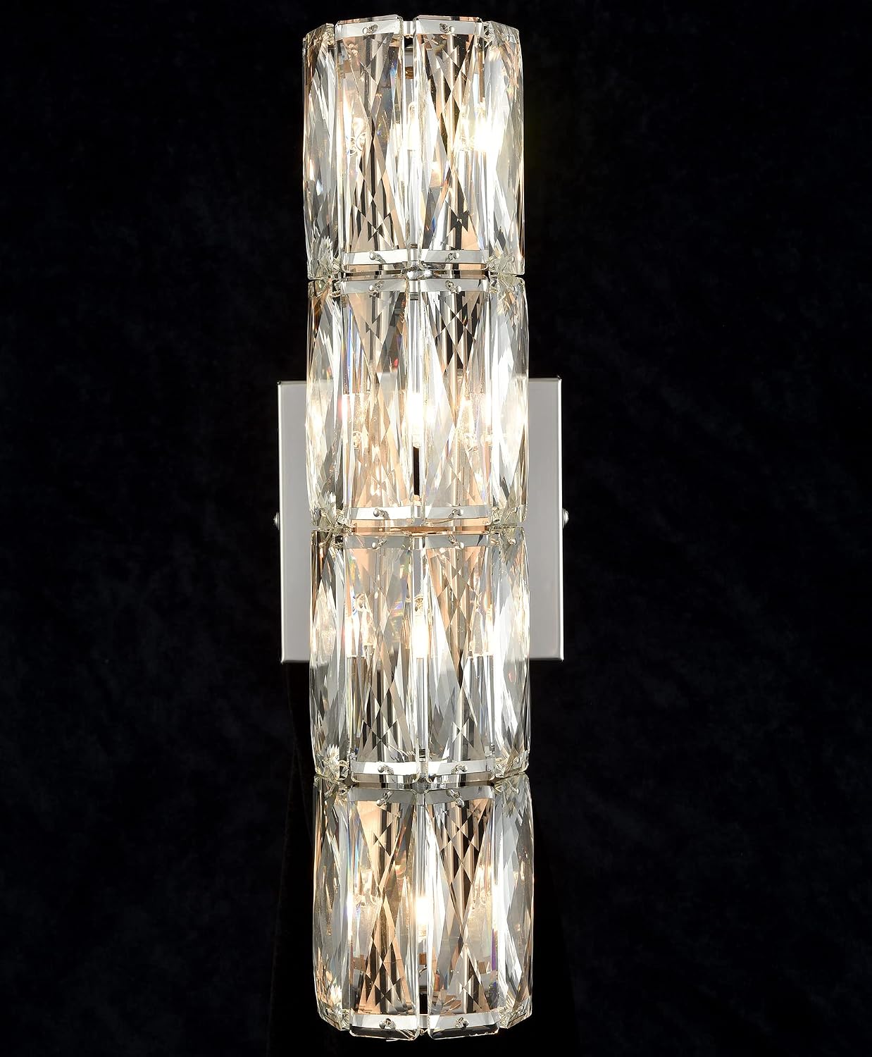 SAMTEEN Chrome Crystal Wall Sconce Modern 4-Light Crystal Sconces Wall Lighting Tube Shape Glass Wall Light Fixture for Bedroom Living Room Hallway Kitchen Bathroom Vanity Light