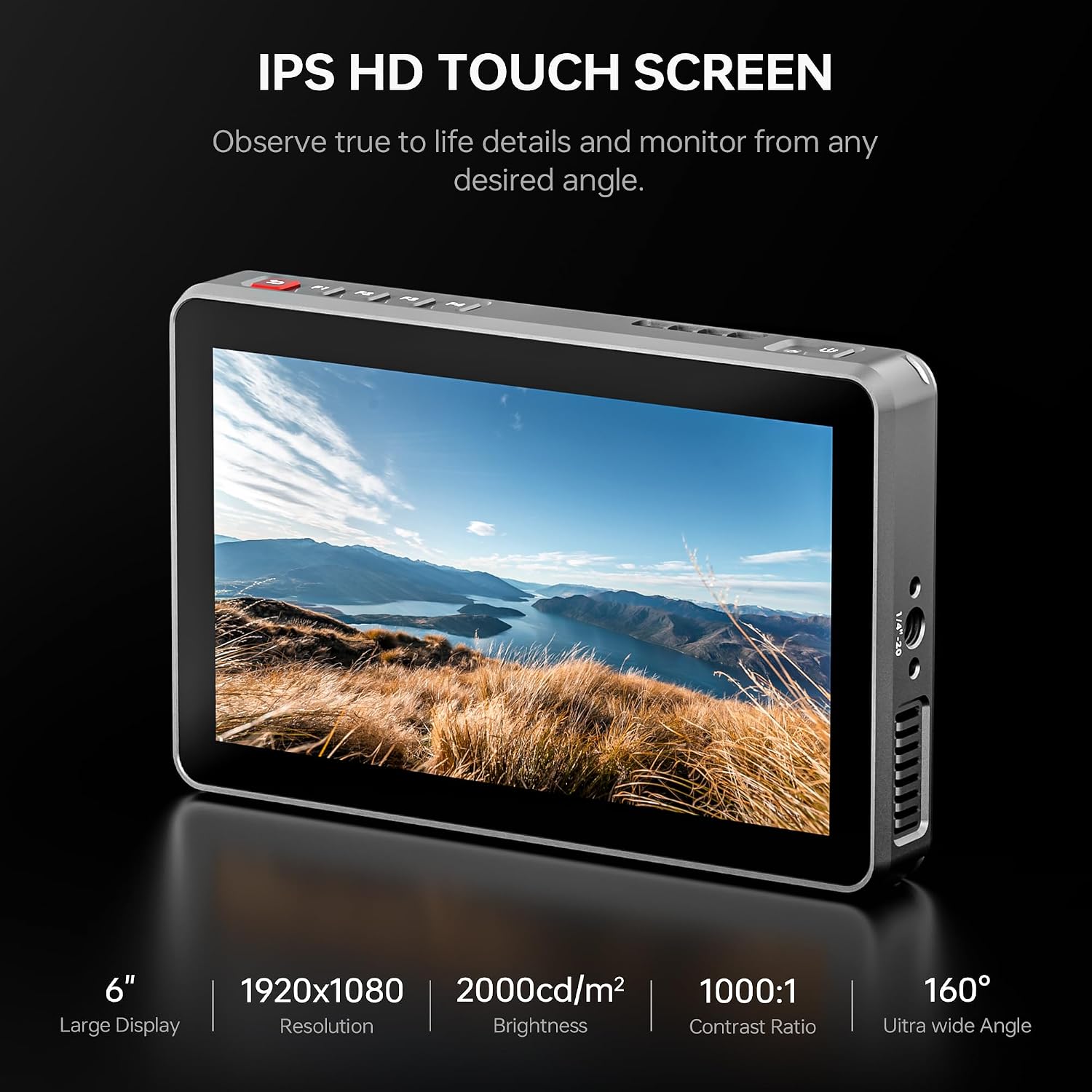 VILTROX DC-X3 Camera Monitor with Rig Cage, 6 Inch IPS Touchscreen Camera Field Monitor Kit 4K HDMI 3G-SDI in/Out 2000 nits with Sunshade Hood, 3D Lut, Waveform, Histogram & Vectorscope Tools