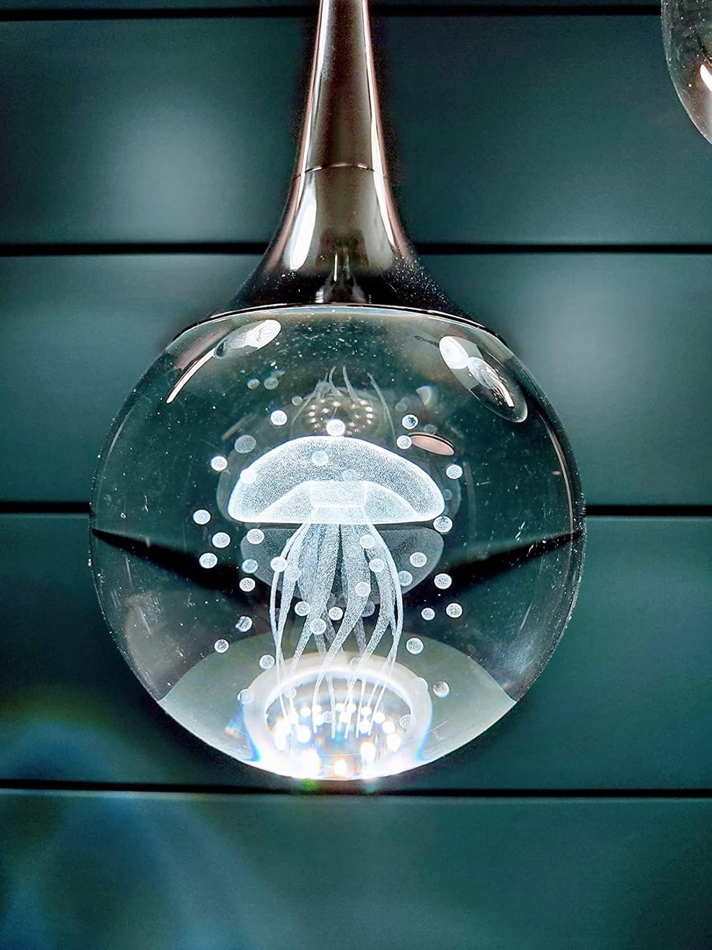 CHYING 3 Pack Mini Modern LED Pendant Lights Kitchen Island, Chrome 5W Crystal Globe Jellyfish Pendant Lighting for Dining Room Bathroom Bedroom Entry Foyer Bar, 6000K Cool White