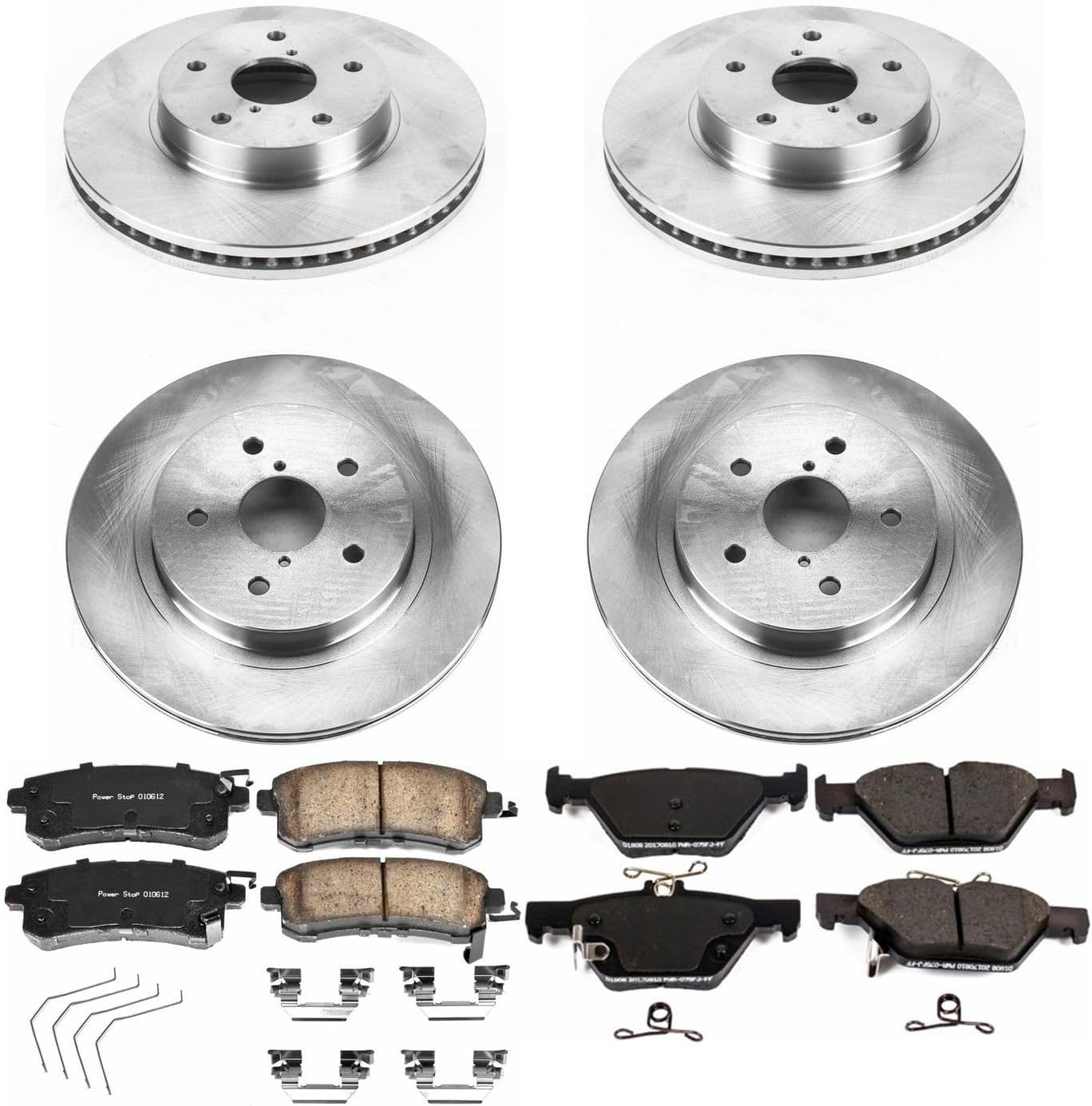 PowerStop Front and Rear Brake Kit for Subaru Legacy 2016-19 - Z17 Ceramic Brake Pads & Disc Rotors Replacement, KOE7357