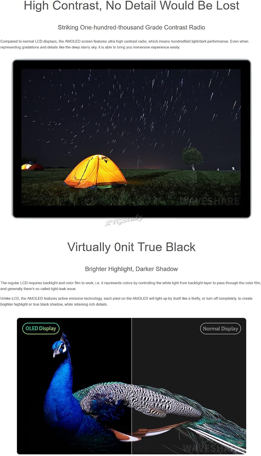 10.5inch HDMI Capacitive Touch AMOLED 2560×1600 2K Resolution with Fully Laminated Toughened Glass Panel for Raspberry Pi Jetson Nano PC Windows 11/10 / 8.1/8 / 7 CM4