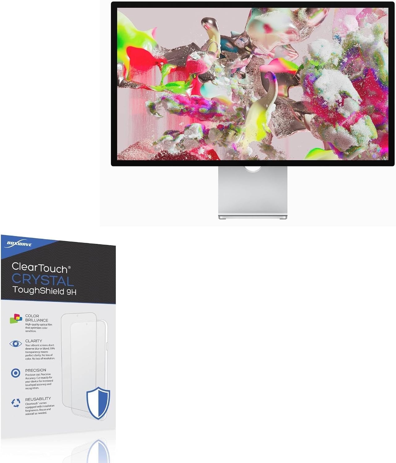 BoxWave Screen Protector Compatible with Apple Studio Display (27 in) - ClearTouch Crystal ToughShield 9H (2-Pack), Clear 9H Tough Flexible Film Screen Protector