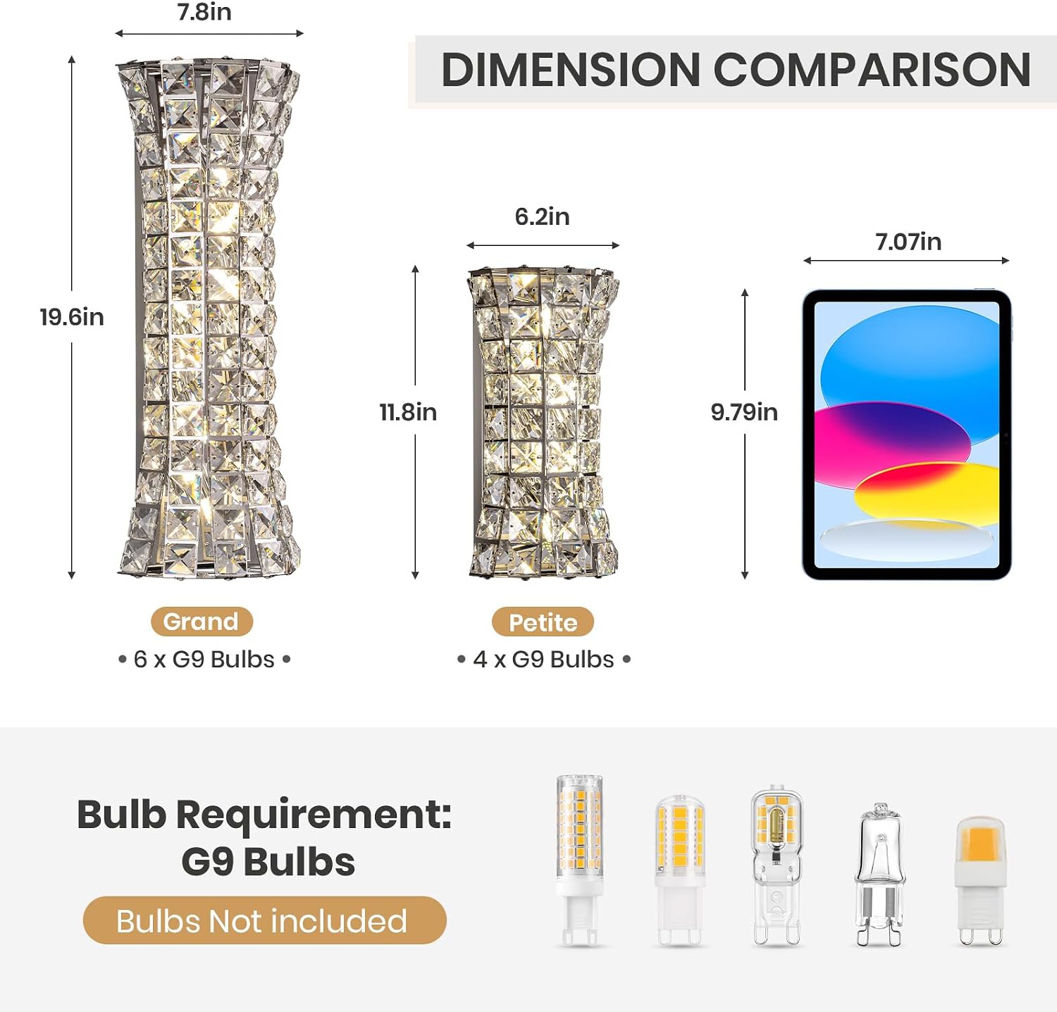 Crystal Wall Sconces,Modern Wall Light Fixtures,Luxury Indoor Chrome Wall Lamp for Living Room Bedroom Bathroom Hallway Doorway Stairway,Bedside,Tricolor Vanity Lighting Fixture