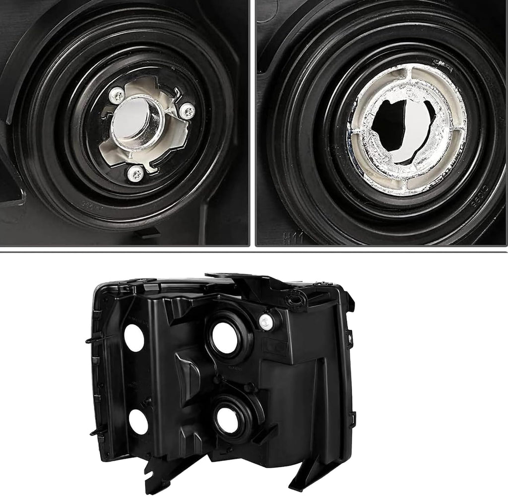 Headlights Tail Lights Combo Compatible with 2007-2013 Chevy Silverado 1500,2007-2014 Chevrolet Silverado 2500HD 3500HD Replacement Head lights Rear Brake Lamp Assembly, Black Housing Clear Lens