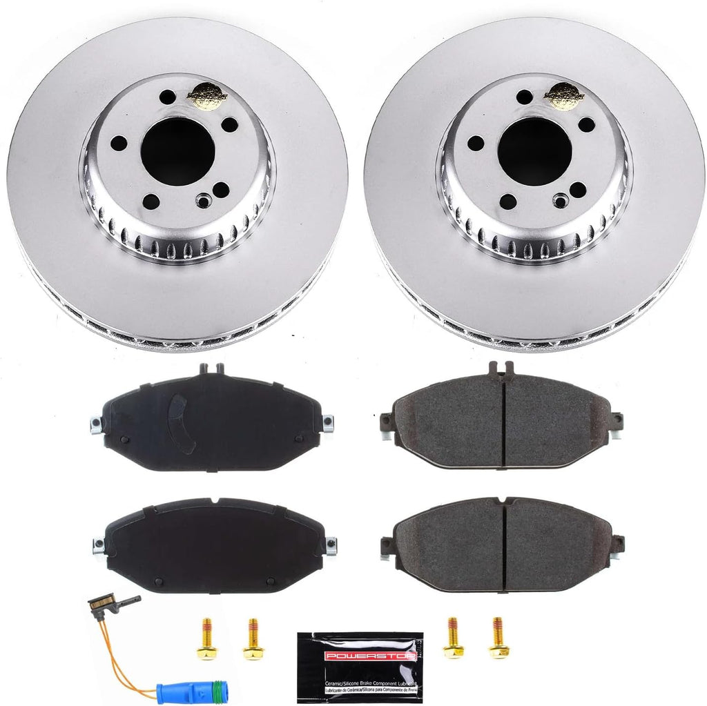 PowerStop Front Brake Kit for Mercedes-Benz C300 2015-21 | Mercedes-Benz E300 2018-19 - Fully-Coated Disc Rotors with Z23 Carbon-Fiber Ceramic Brake Pads Upgrade, CRK7963