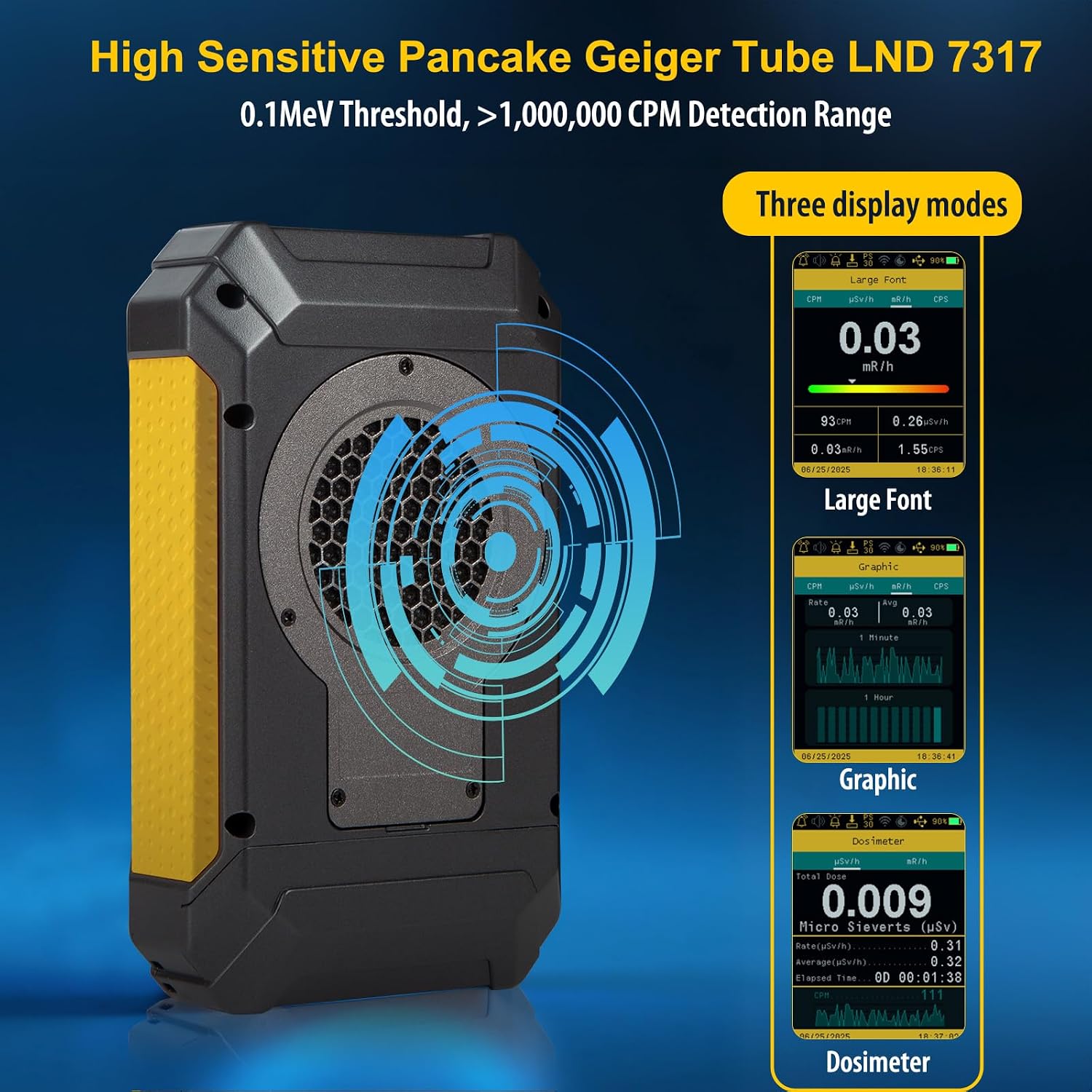 GQ 600 PRO Geiger Counter Nuclear Radiation Detector – Dosimeter for Alpha, Beta, Gamma, X-Ray – Portable Radiation Monitor with Real-Time Data, Global Data Sharing, LCD Display & USB