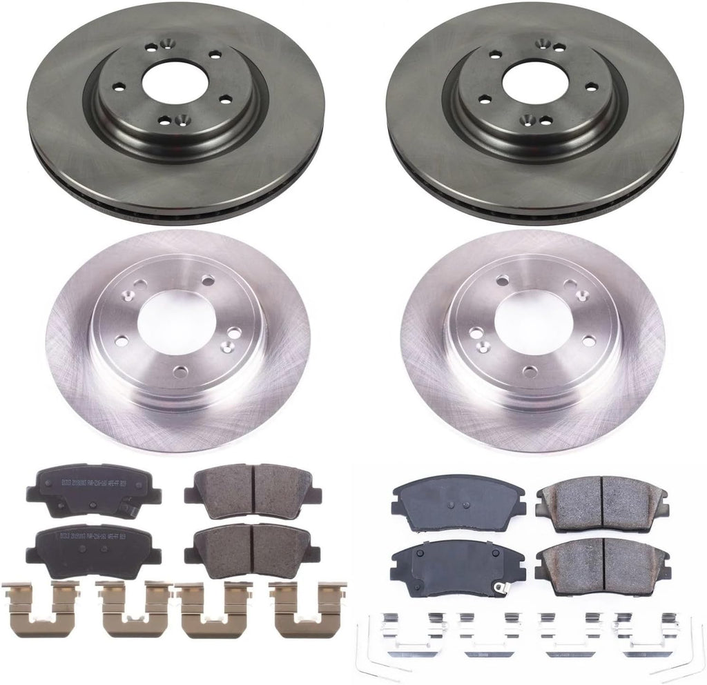 PowerStop Front and Rear Brake Kit for Hyundai Elantra 2017-20 - Z17 Ceramic Brake Pads & Disc Rotors Replacement, KOE8285