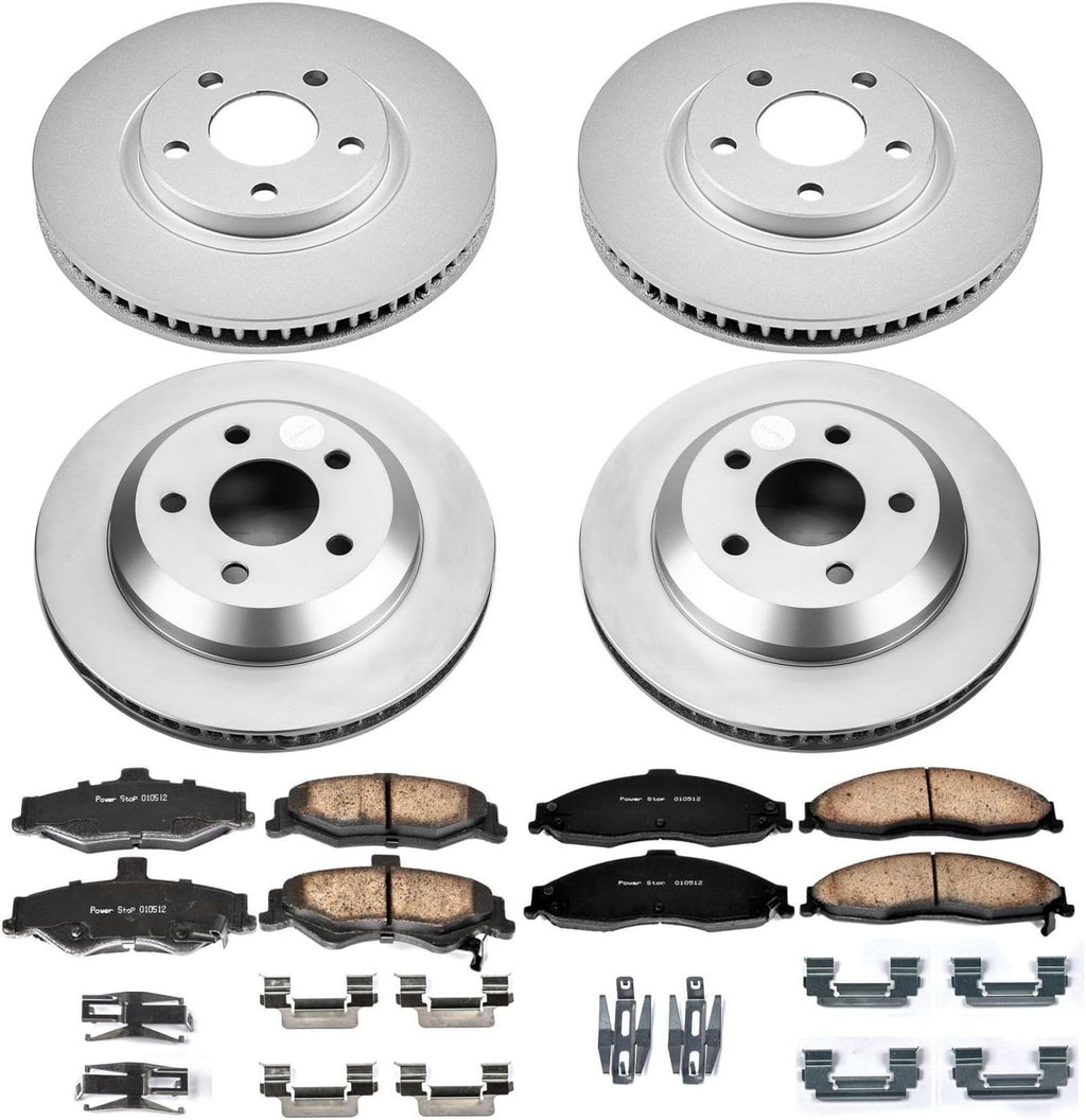 PowerStop Front and Rear Brake Kit for Chevrolet Camaro 1998-02 | Pontiac Firebird 1998-02 - Fully-Coated Disc Rotors with Z17 Ceramic Brake Pads Replacement, CRK1548