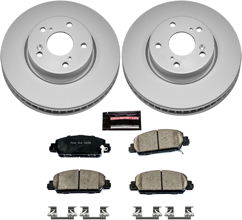 PowerStop Front Brake Kit for Honda Accord 2013-22 - Fully-Coated Disc Rotors with Z17 Ceramic Brake Pads Replacement, CRK6515