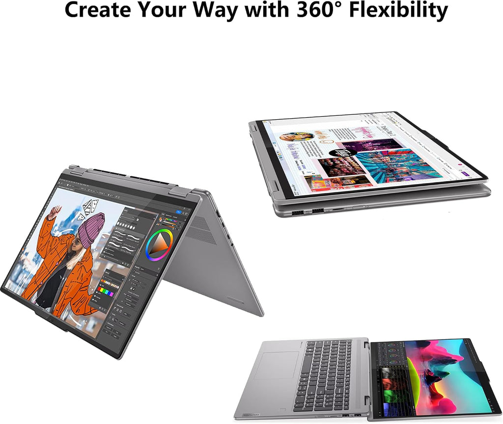Lenovo Yoga 7 2-in-1 Laptop 16' WUXGA IPS Touch AMD 8-core Ryzen 7 8840HS (>i7-12700H) 16GB RAM 2TB SSD for Creator Designer Business Professional Win11 ICP Hub PC