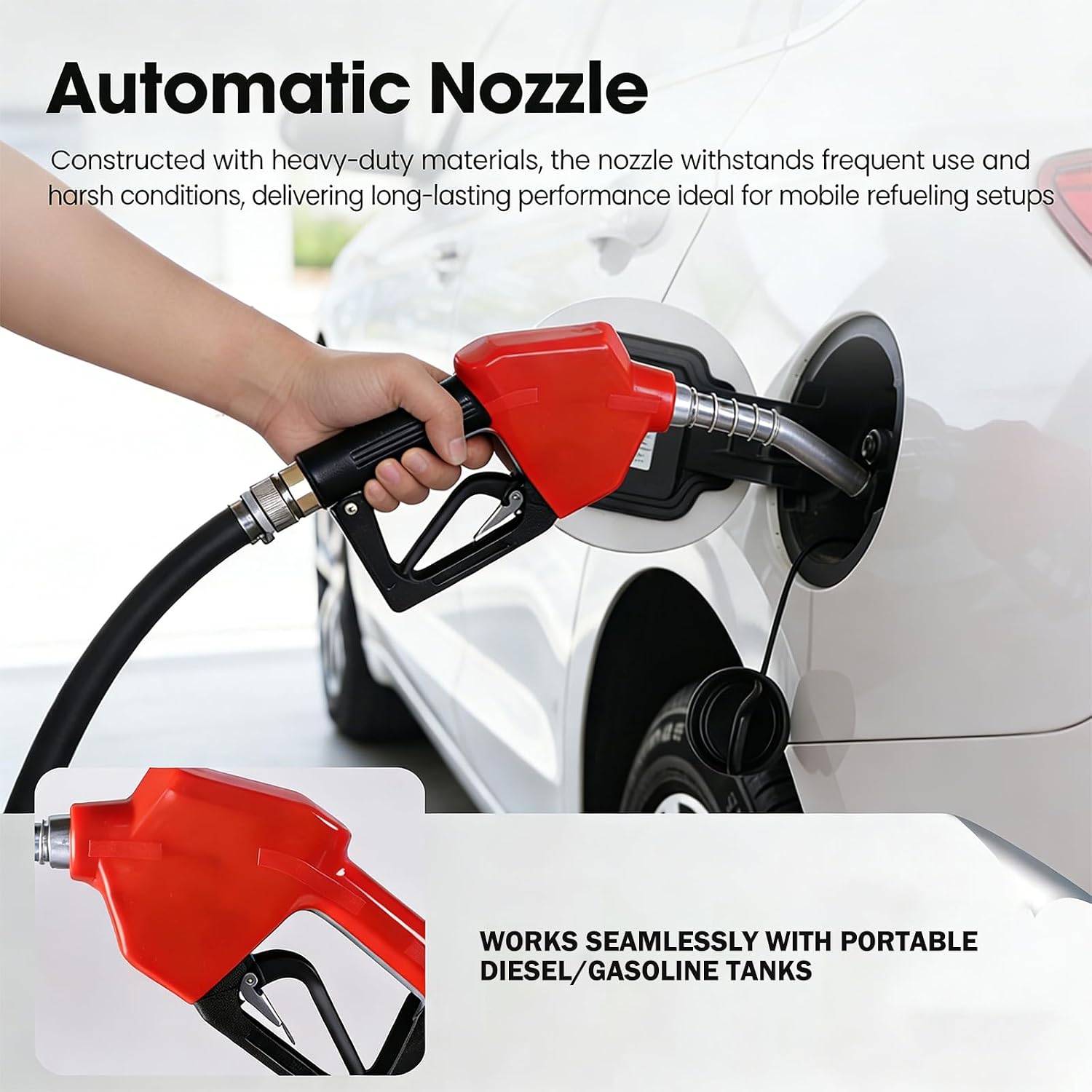 40 Gallon Fuel Caddy, Portable Gas Storage Fuel Tank with 12GPM Fuel Transfer Pump& 2 Wheels, Gasoline Diesel Fuel Container for Cars, ATVs, Boats, Lawn Mowers, Red