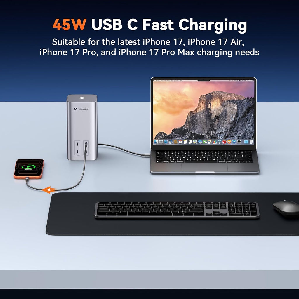 TobenONE 20-IN-1 Docking Station 3 Monitors for MacBook Neo, Triple 4K@60Hz Monitor Docking Station with 3 HDMI, 2 DP, 45W PD,150W Charger, 6 USB Ports, Driver-Based, for M1-M5 Pro/Max, Windows, Linux