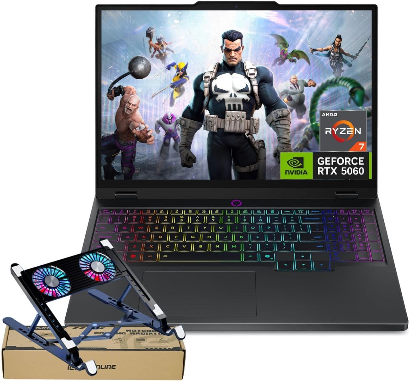 PCONLINE Lenovo Legion 5 15AHP10 RTX 5060 Gaming Laptop, 15.1' OLED WQXGA 165Hz 500Nits, AMD Ryzen 7 260, 16GB DDR5 RAM, 1TB SSD, RGB Backlit KB, W11H, Wi-Fi 7, Bundle with PCO Laptop Cooler