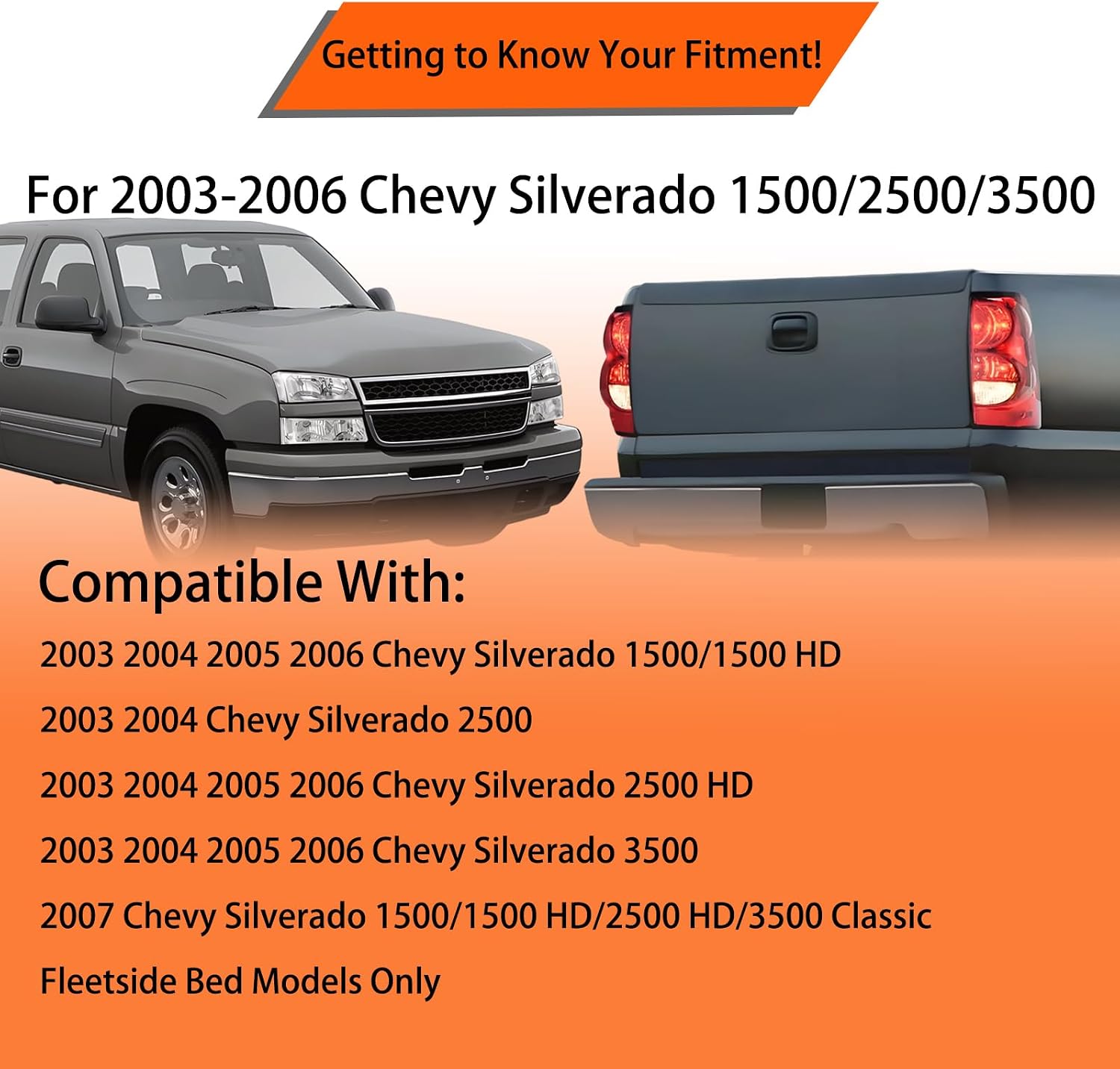 Headlights and Tail Lights Assembly Set For 2003 2004 2005 2006 Chevy Silverado 1500 2500 3500& HD Pickup/For 2007 Chevy Silverado Classic Truck Replacement Bumper Headlamps&Rear Brake Lamps(LH&RH)