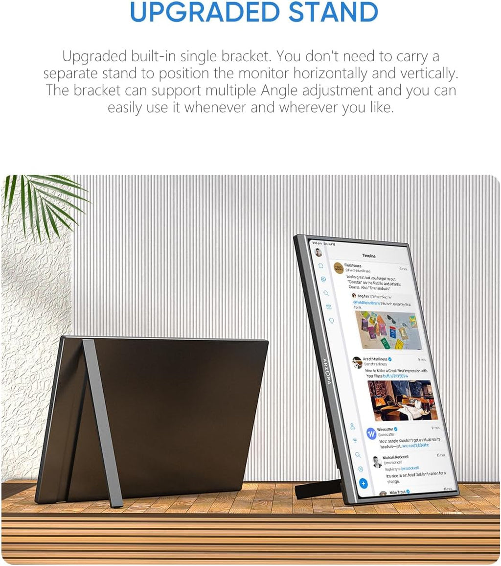 ARZOPA Portable Monitor & Sleeve, 17.3'' 1080P FHD Laptop Monitor &PU Sleeve Bag Combination