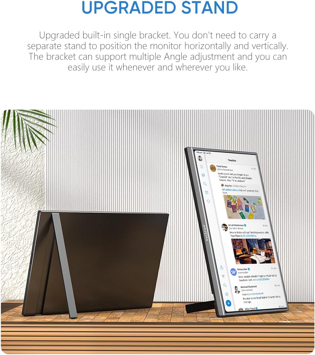 ARZOPA Portable Monitor & Sleeve, 17.3'' 1080P FHD Laptop Monitor &PU Sleeve Bag Combination