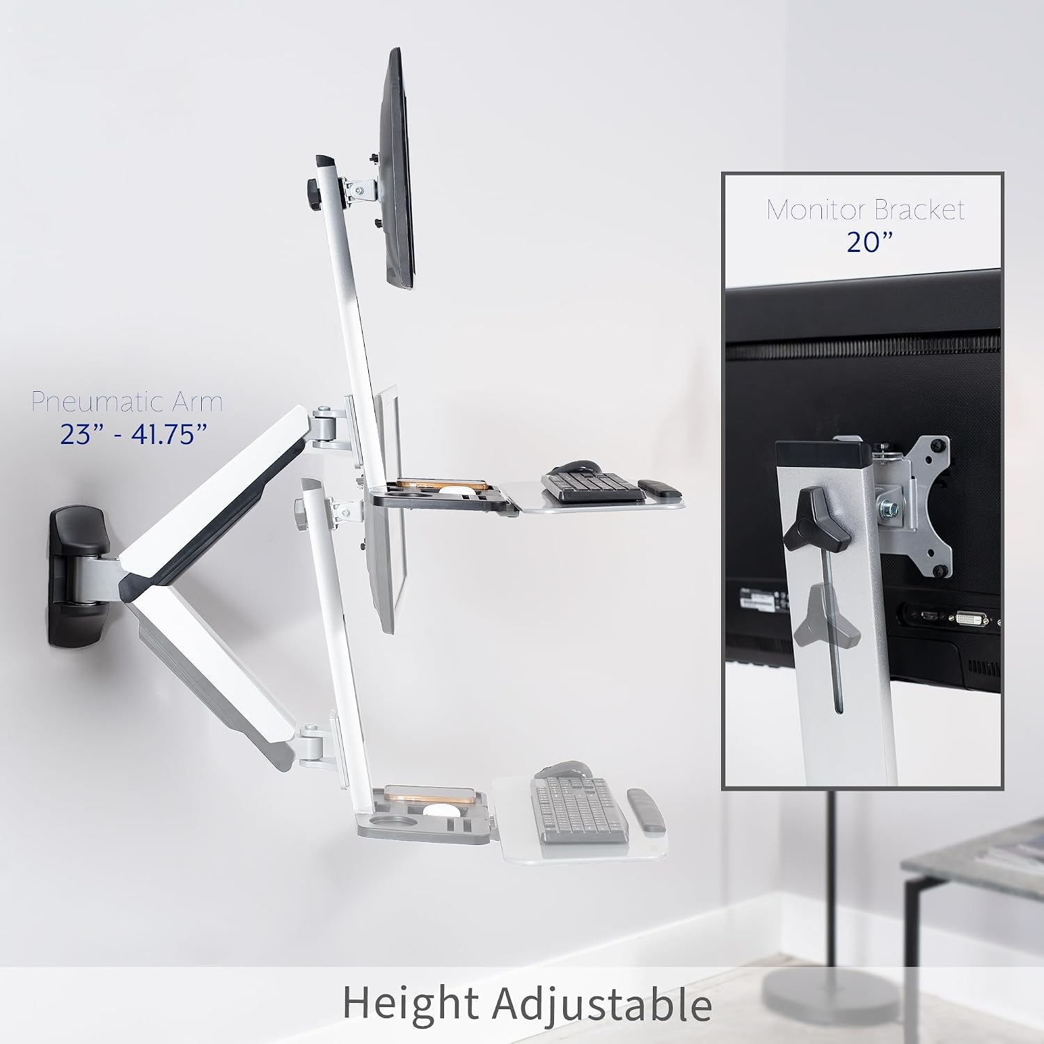 VIVO Single Monitor and Keyboard Counterbalance Sit-Stand Wall Mount, Ergonomic Standing Transition Workstation STAND-SIT1W