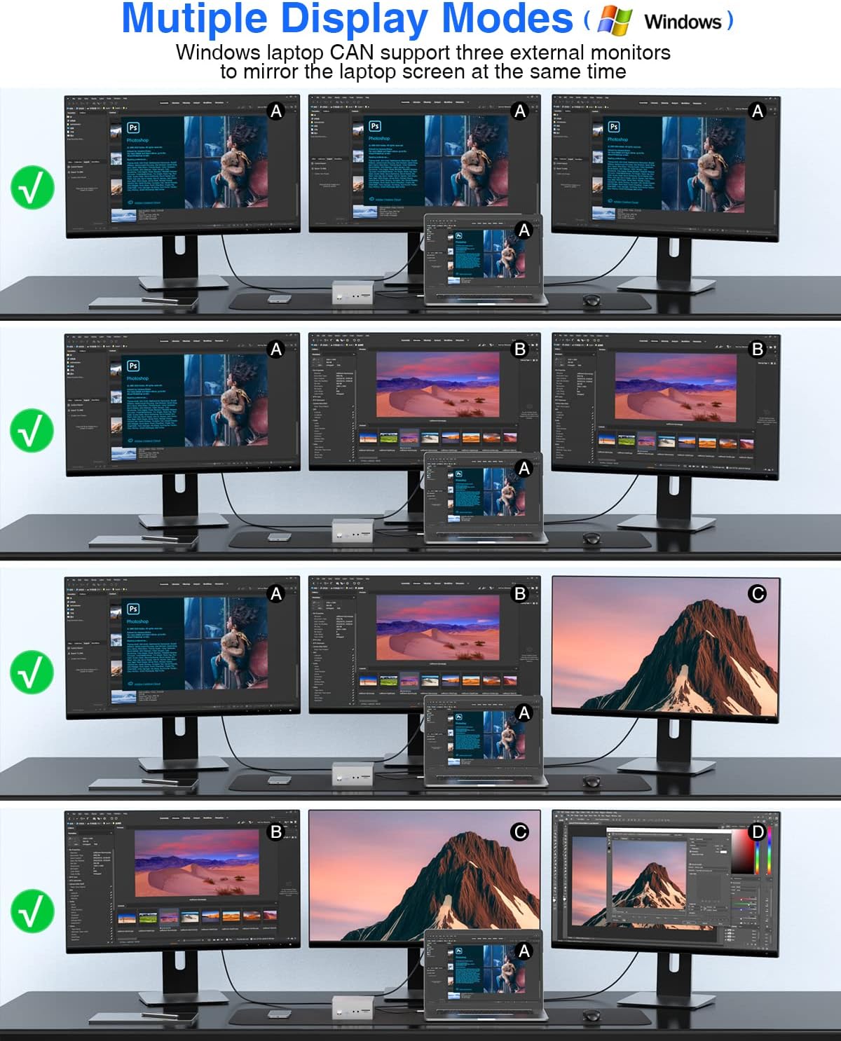 TOTU Upgraded Universal USB-C 4K Triple Display Docking Station with Charging Support for MacBook Pro & Windows Type C Systems (2 4K DP, HDMI, 6 USB Ports, 60W USB PD),Extended Display for macOS