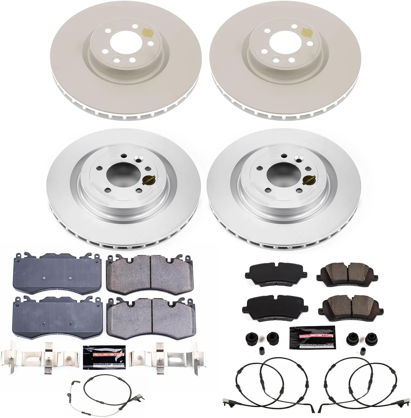 PowerStop Front and Rear Brake Kit for Land Rover Discovery 2021-25 |Rover Range Rover 2018-22 - Fully-Coated Disc Rotors with Z23 Carbon-Fiber Ceramic Brake Pads Upgrade, CRK8513