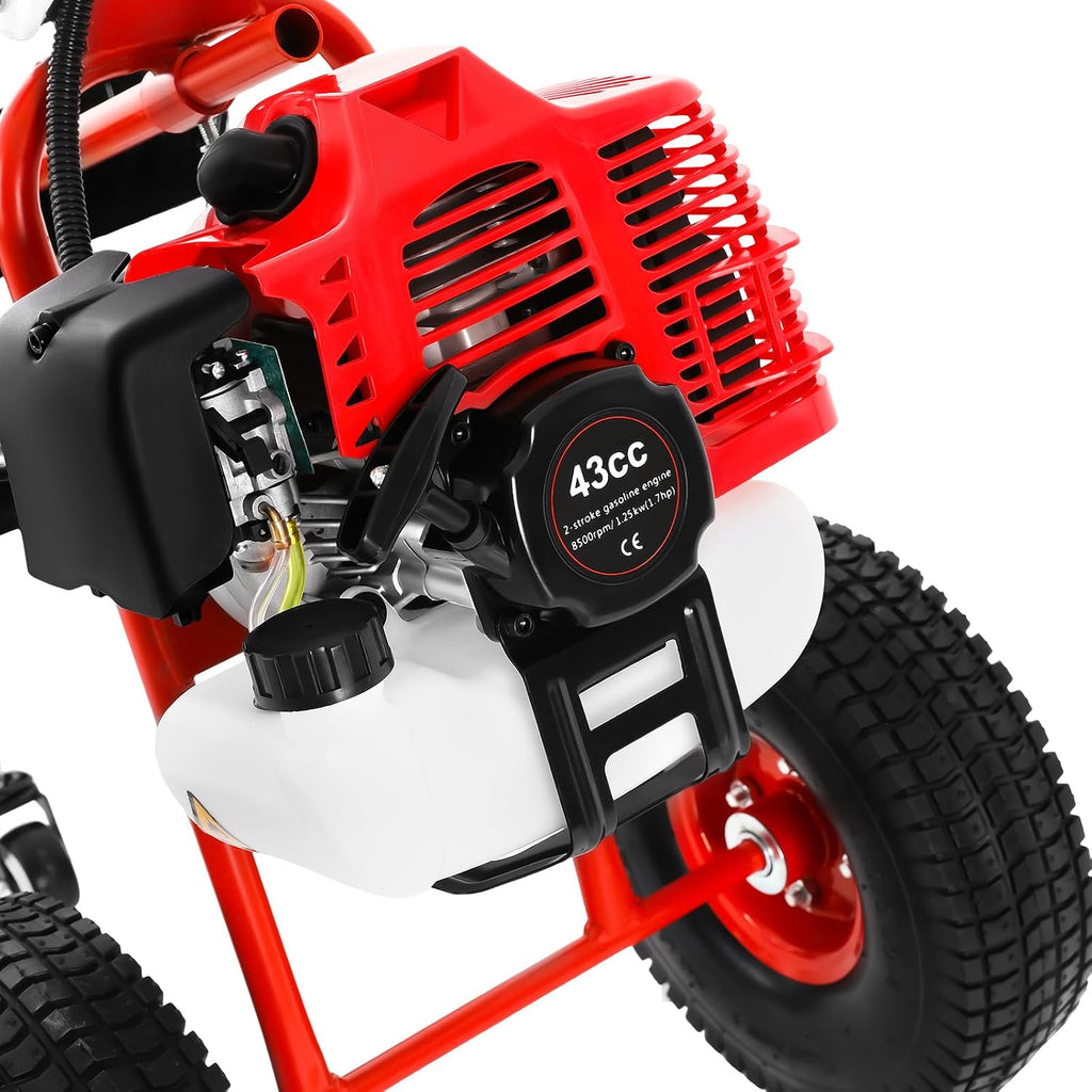 Gas Powered Lawn Sweeper, 24-Inch Width, 43cc 2-Stroke Walk-Behind Mowers, 1.7hp Push Lawn Sweeper